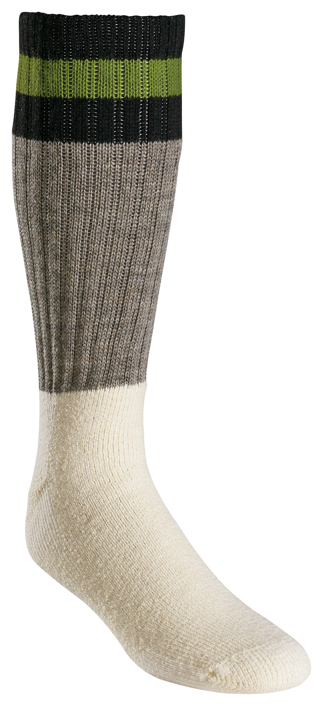 Cabelas 61 Series Wool Boot Socks for Men - White/Green- L