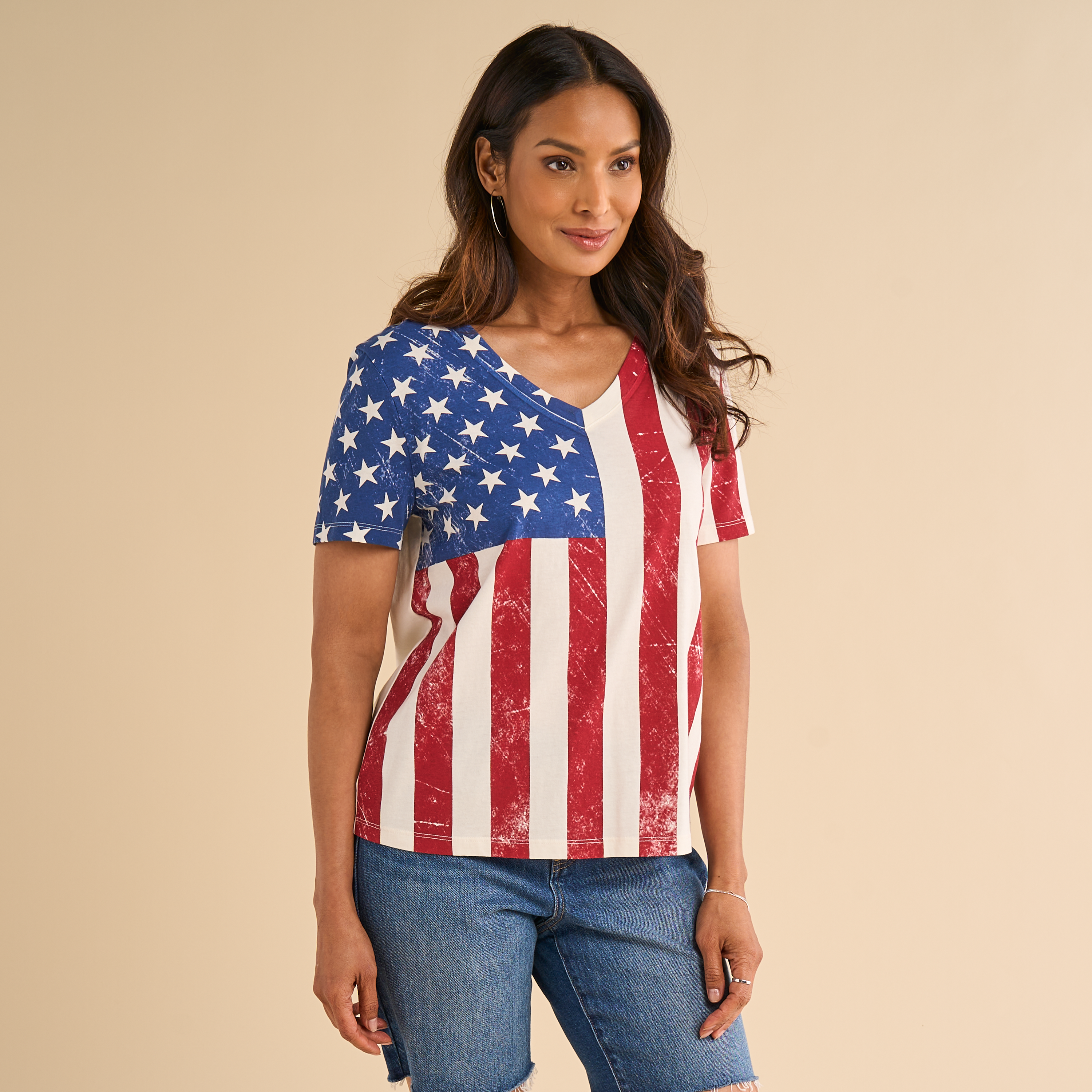 Image of Natural Reflections Vintage Flag Short-Sleeve T-Shirt - Egret