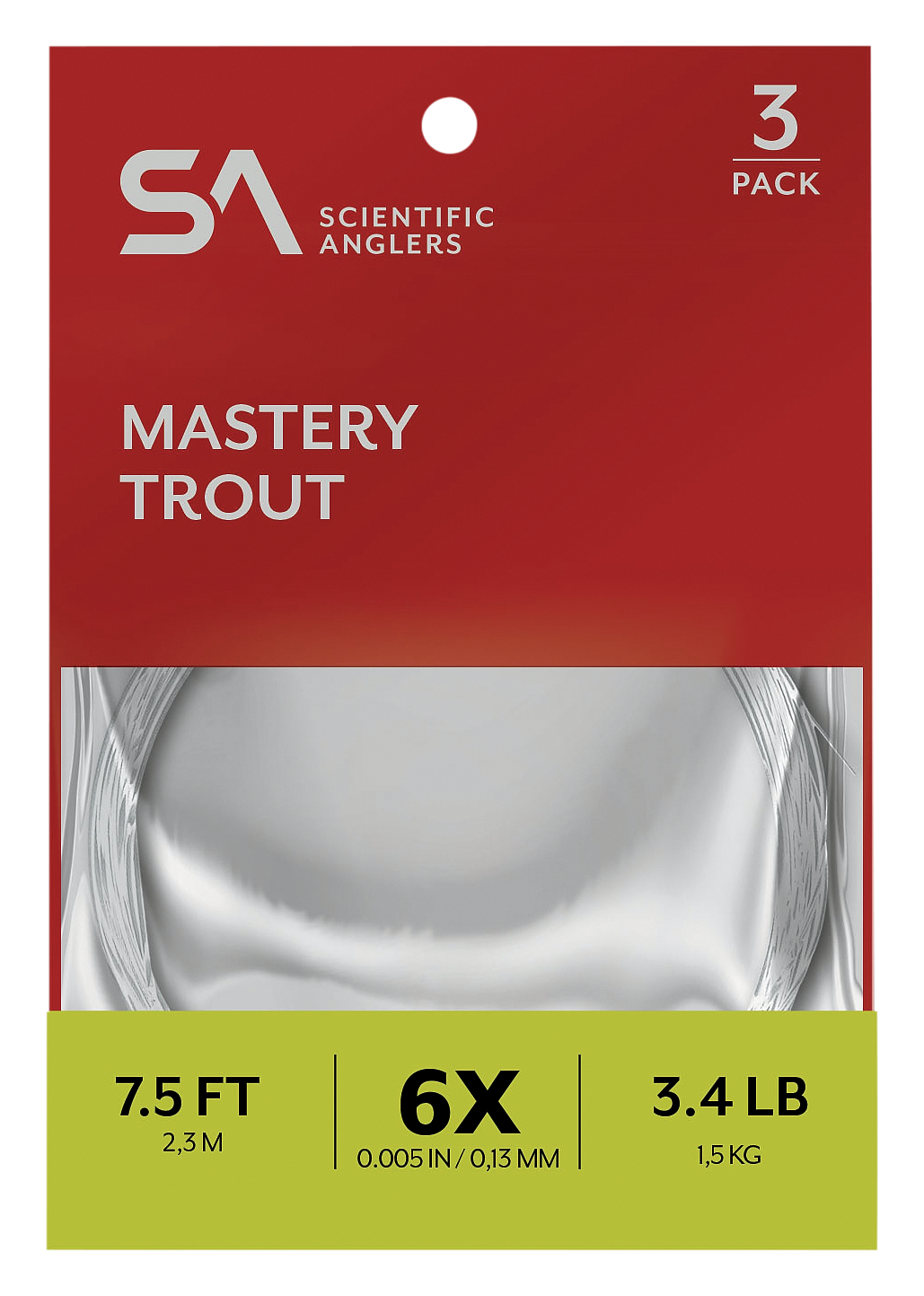 Image of Scientific Anglers Mastery Trout Freshwater Tapered Leader 3-Pack - Clear - 2X - 7.5'