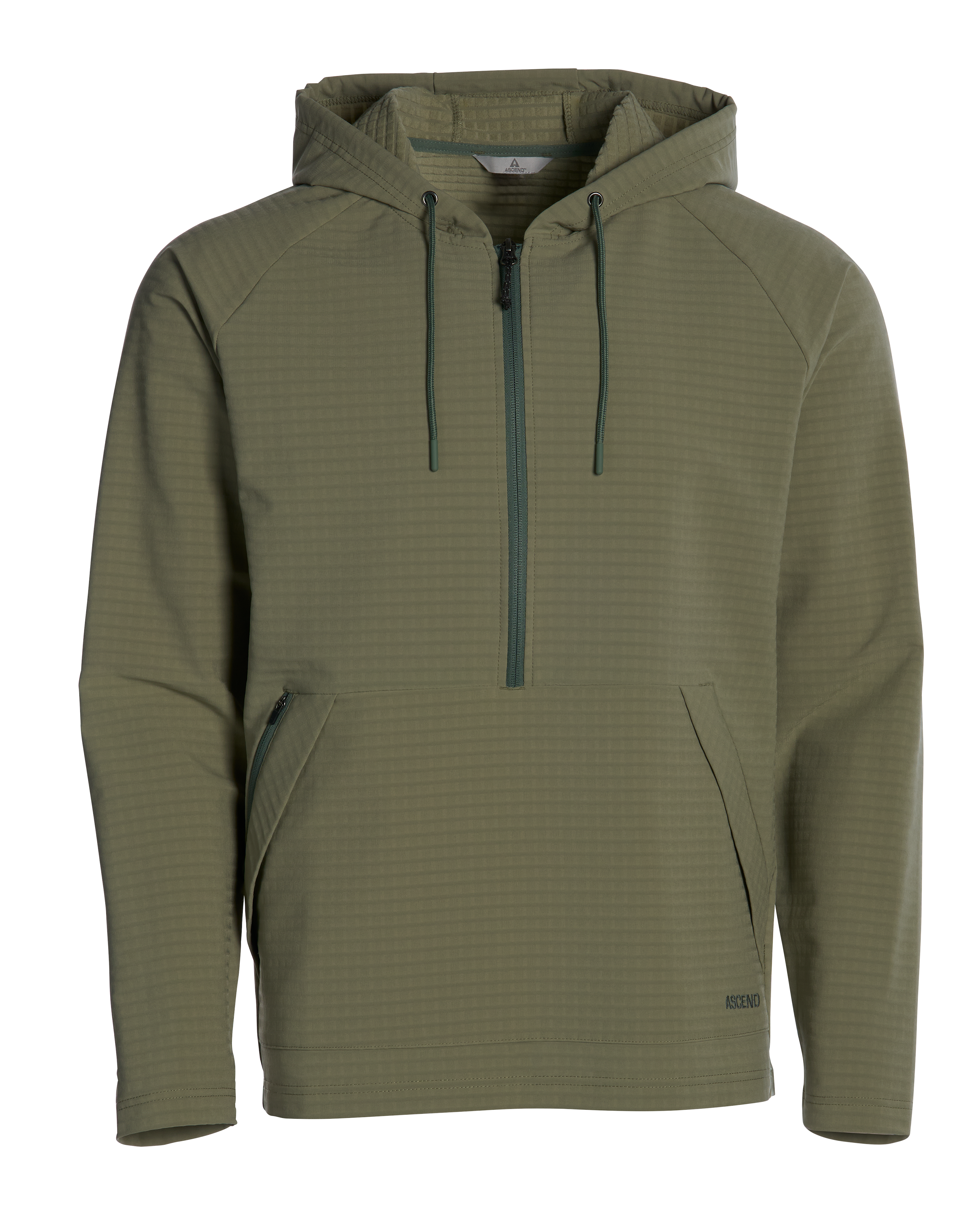 Image of Ascend Grid Fleece Storm Half-Zip Hoodie - Oil Green