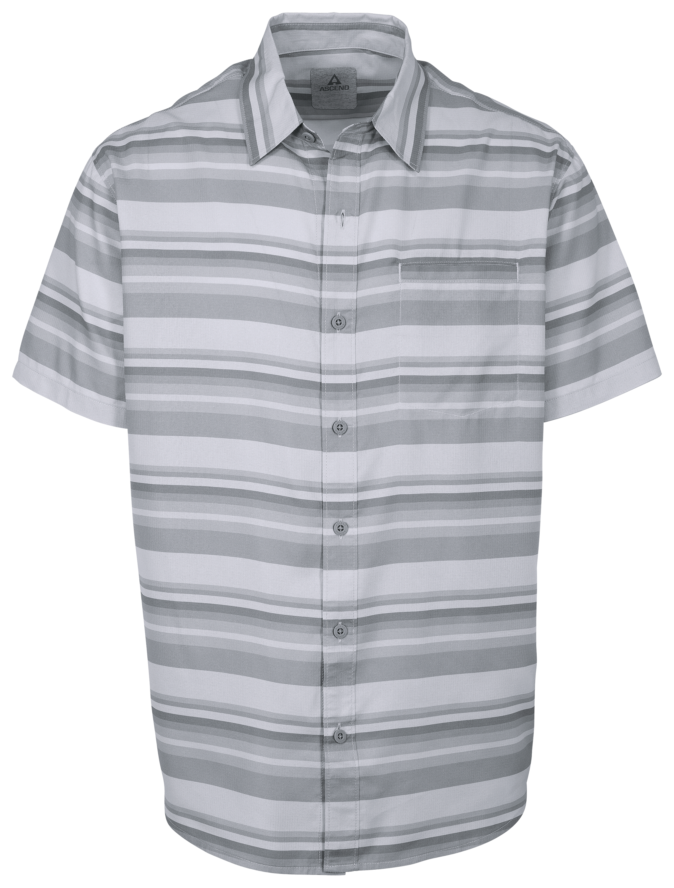 Image of Ascend Fireside Woven Short-Sleeve Button-Down Shirt - Gray Stripe