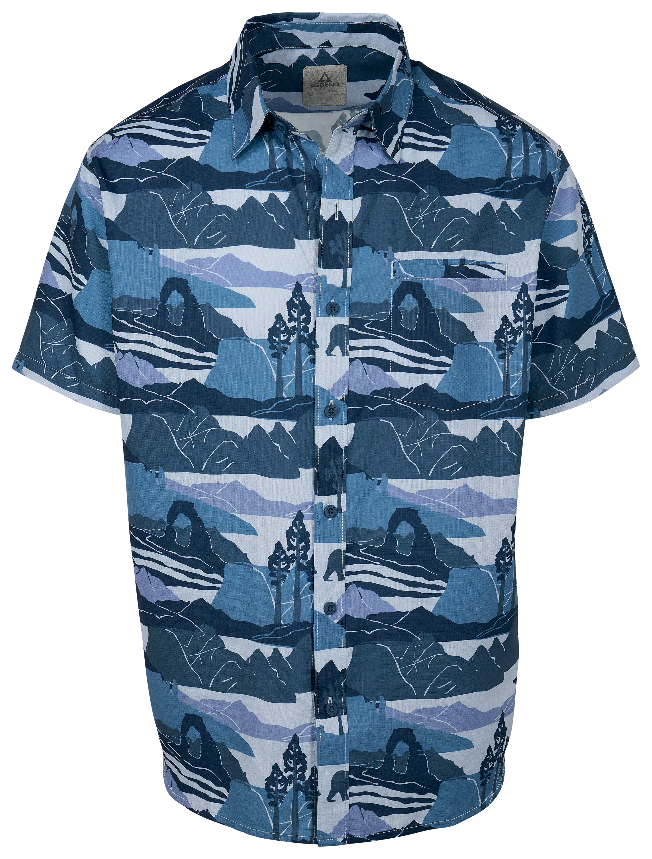 Image of Ascend Fireside Woven Short-Sleeve Button-Down Shirt - Blue Parkland