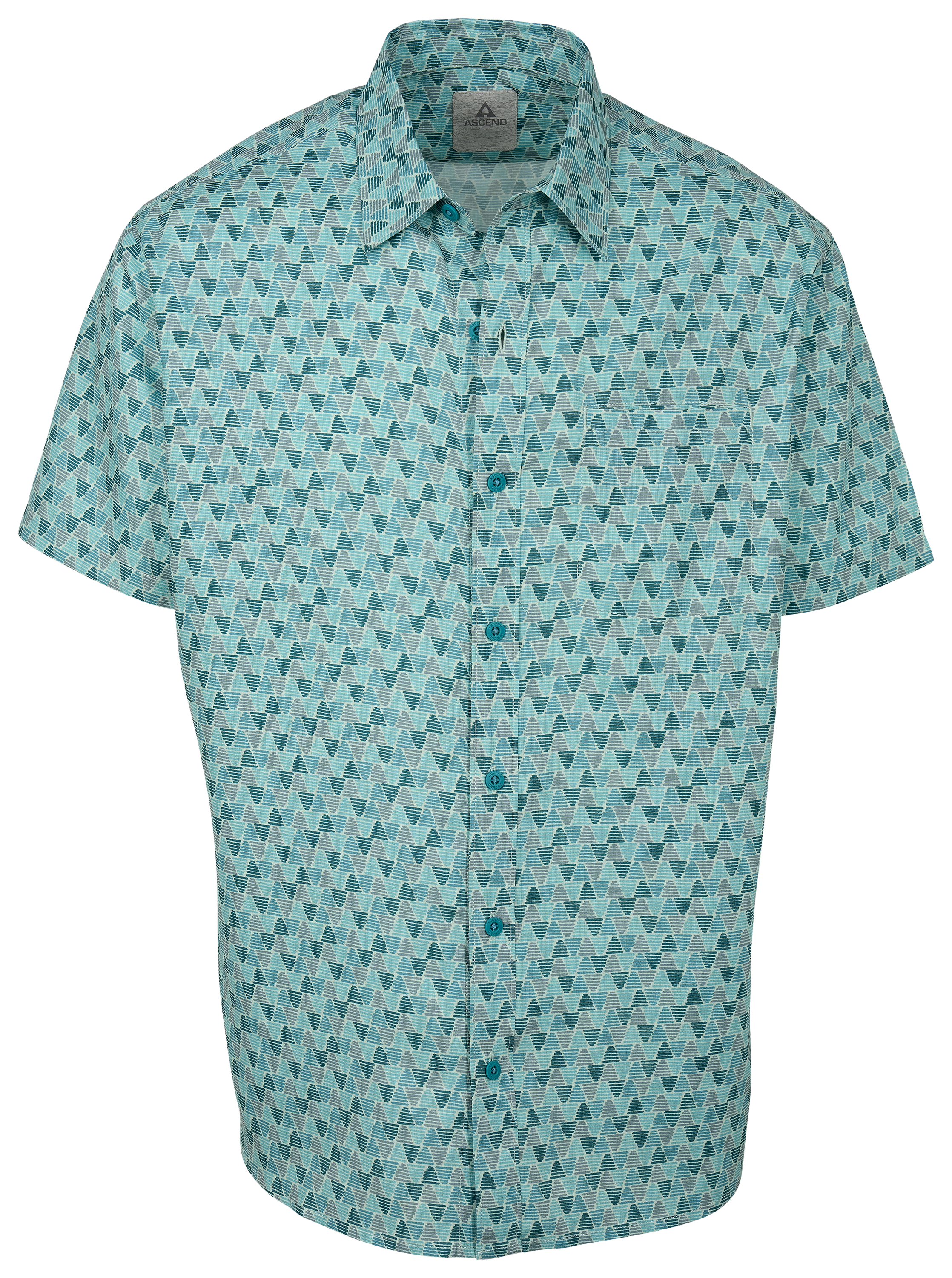 Image of Ascend Fireside Woven Short-Sleeve Button-Down Shirt - Blue Triangle