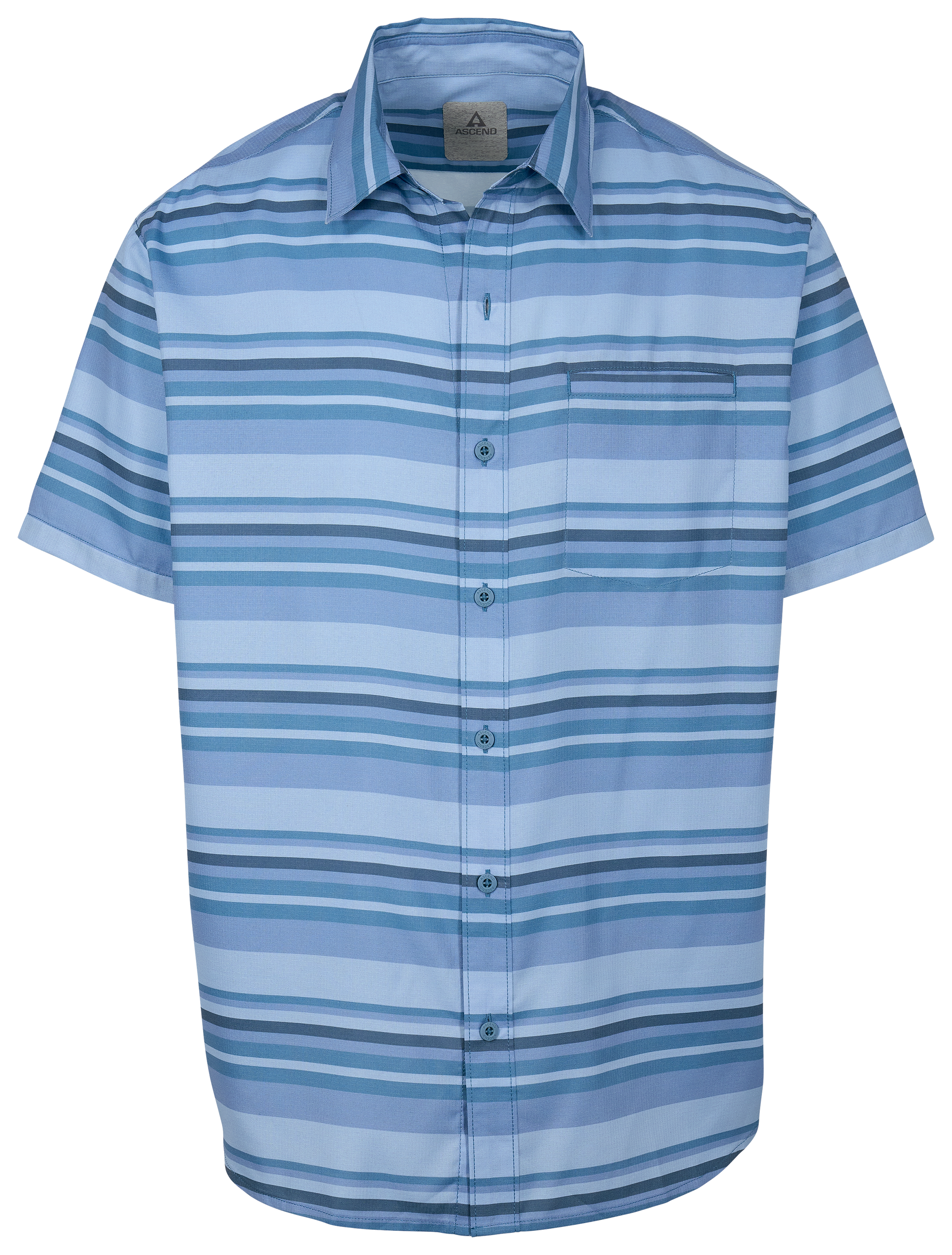 Image of Ascend Fireside Woven Short-Sleeve Button-Down Shirt - Blue Stripe