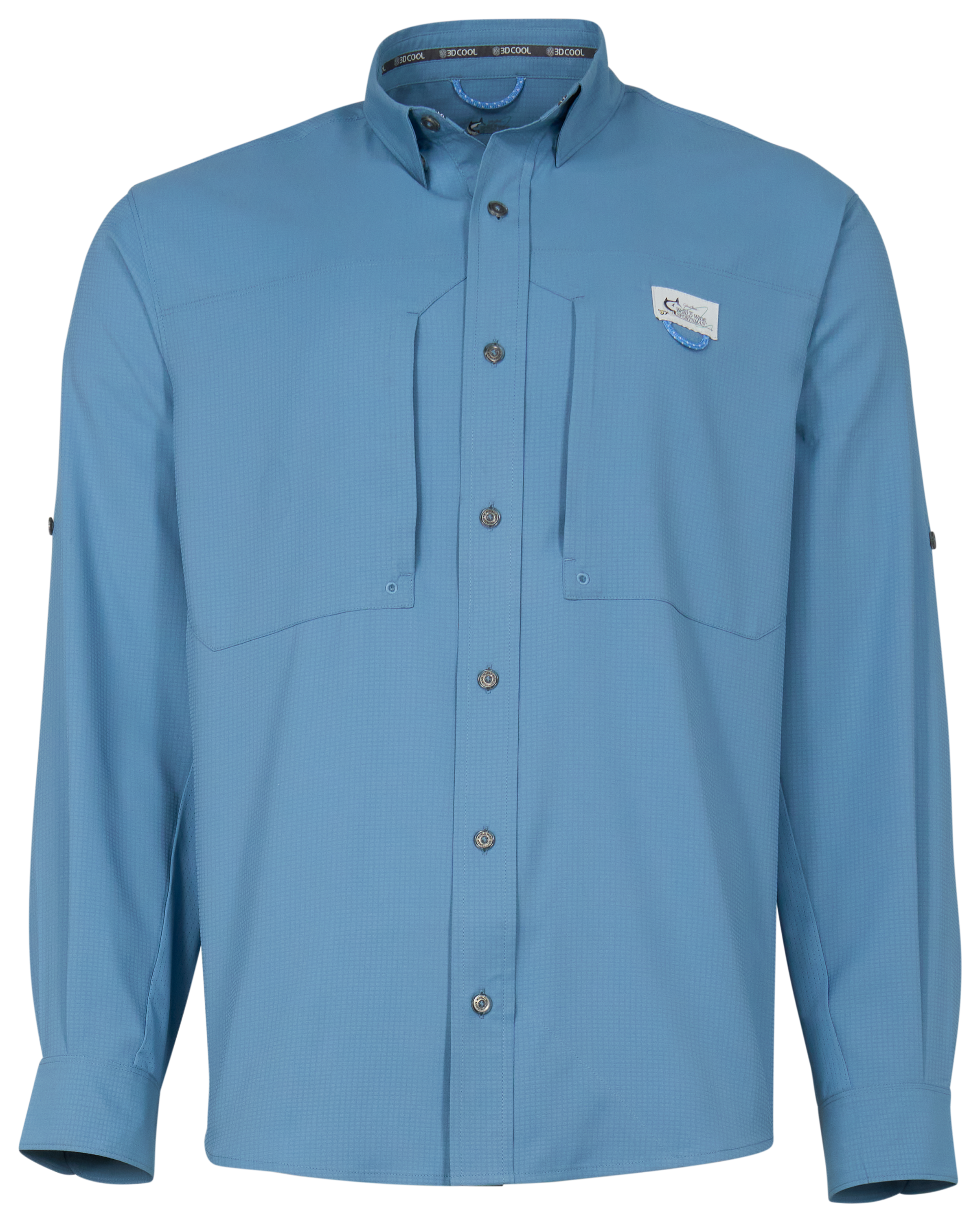 Image of World Wide Sportsman Hybrid Long-Sleeve Fishing Shirt - Blue Shadow