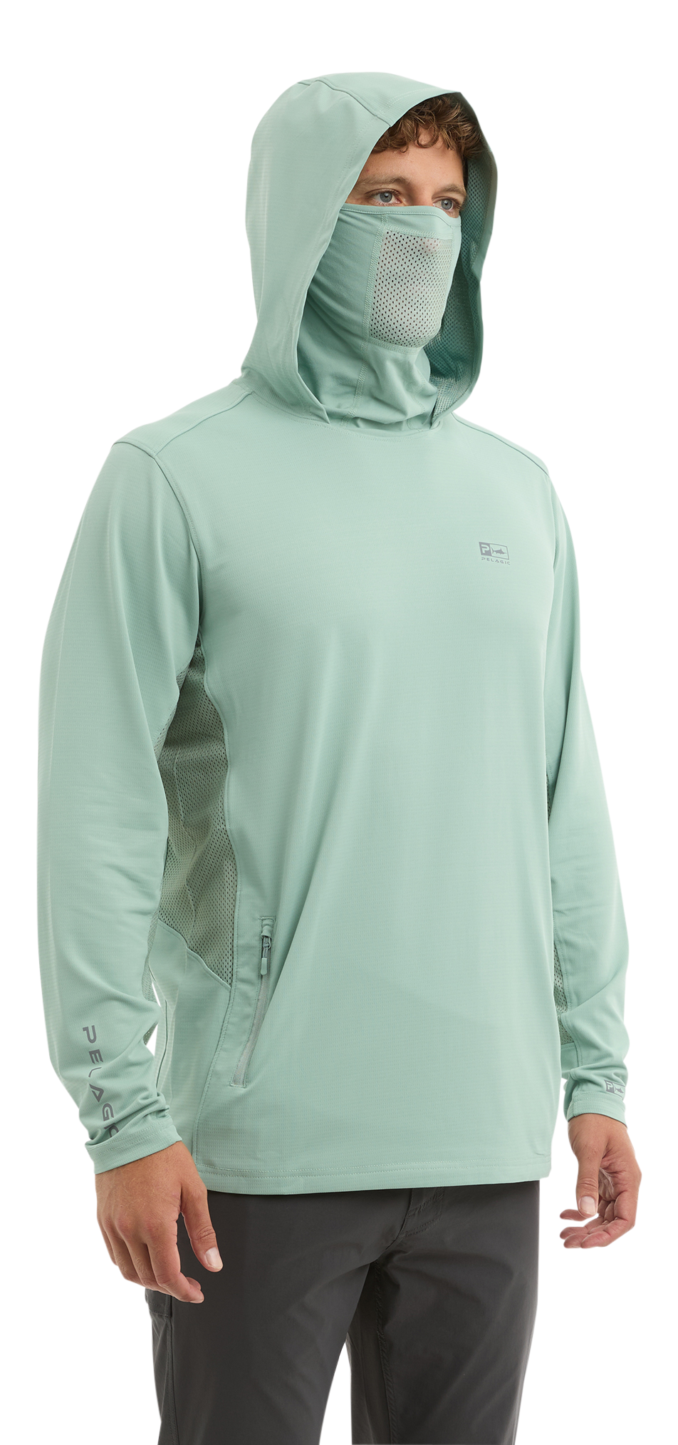Image of Pelagic Exo-Tech Solid Hooded Long-Sleeve Fishing Shirt - Sage