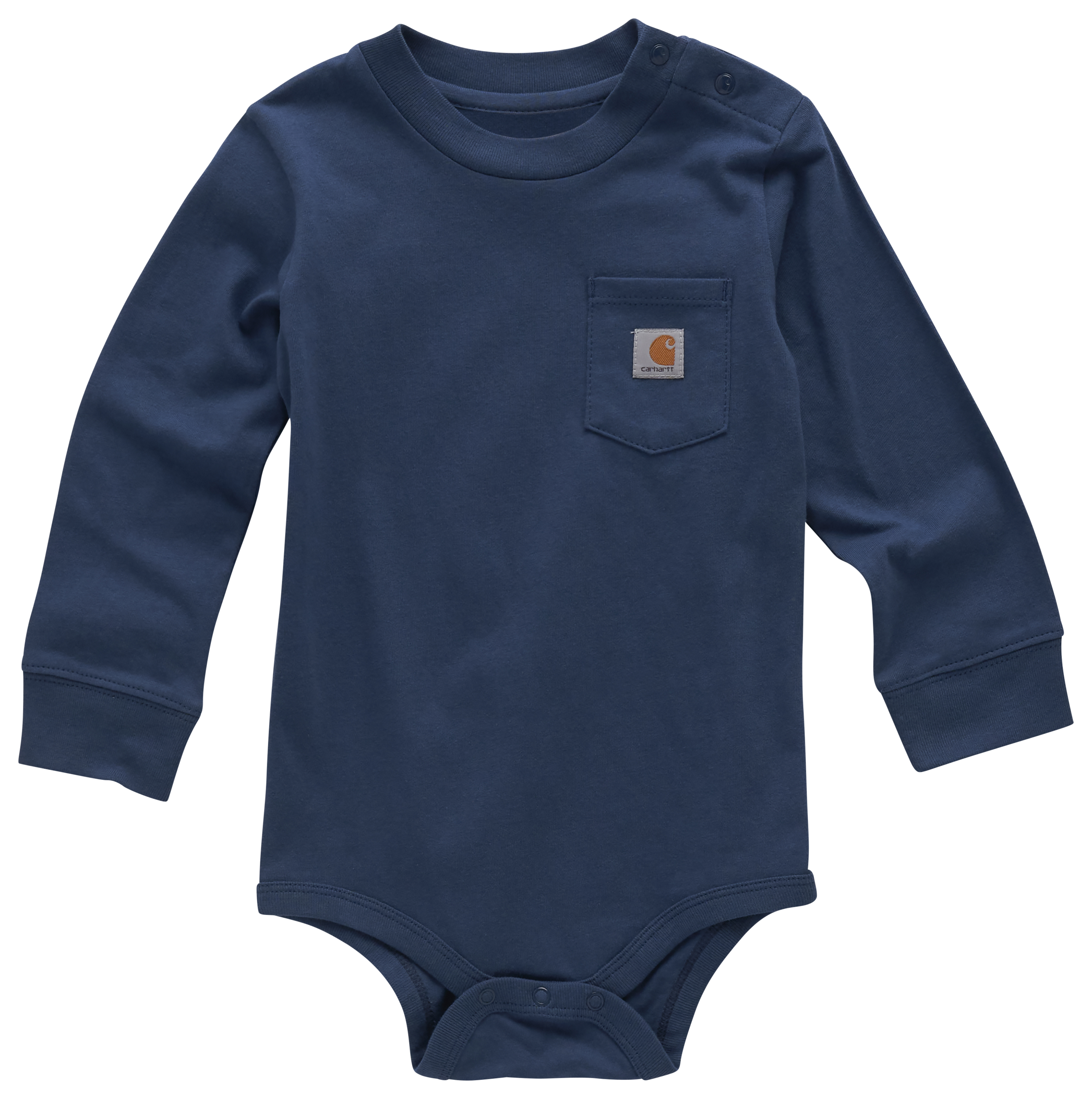 Image of Carhartt Long-Sleeve Pocket Bodysuit for Babies - Dark Blue