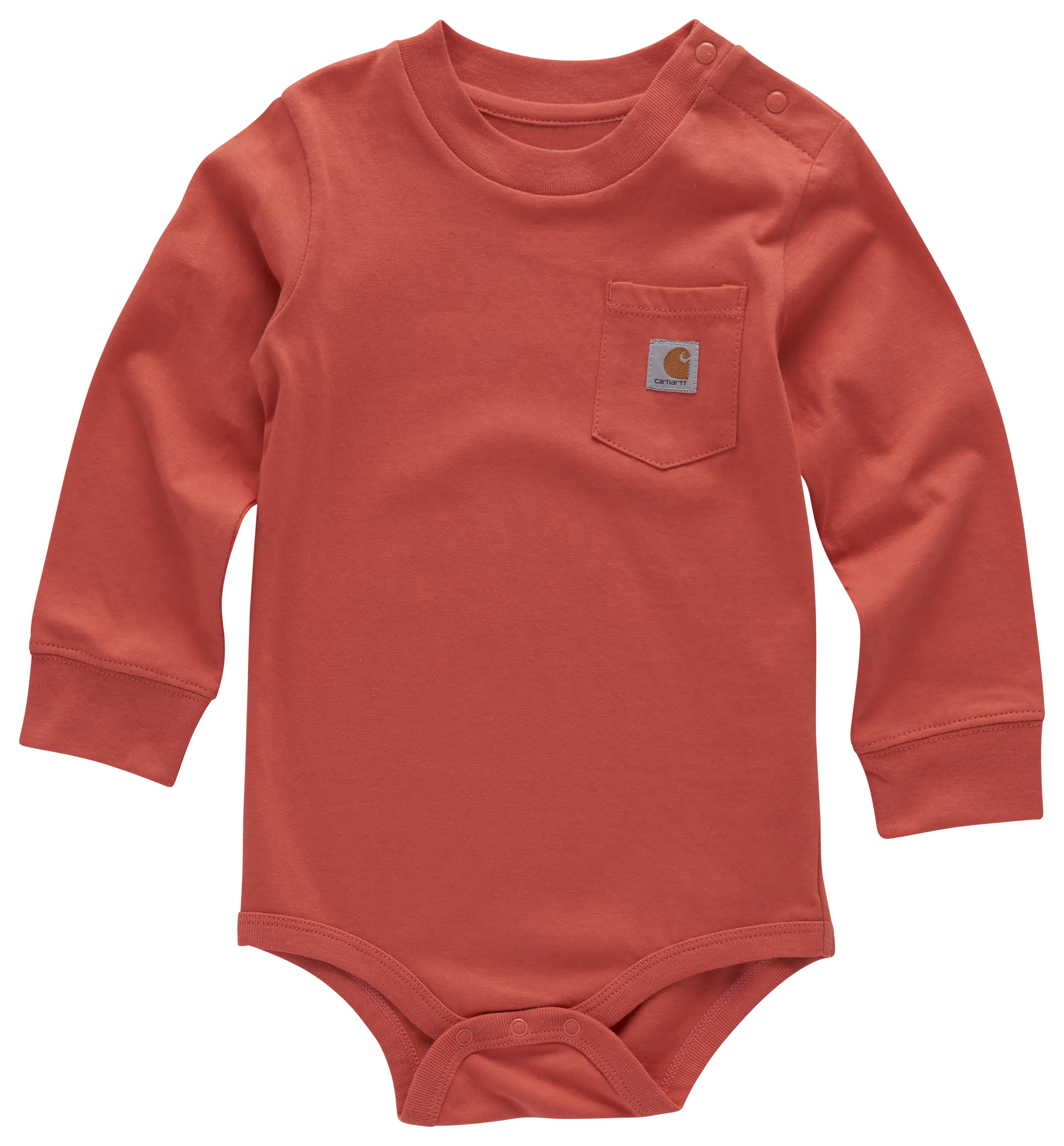 Image of Carhartt Long-Sleeve Pocket Bodysuit for Babies - Dark Peach