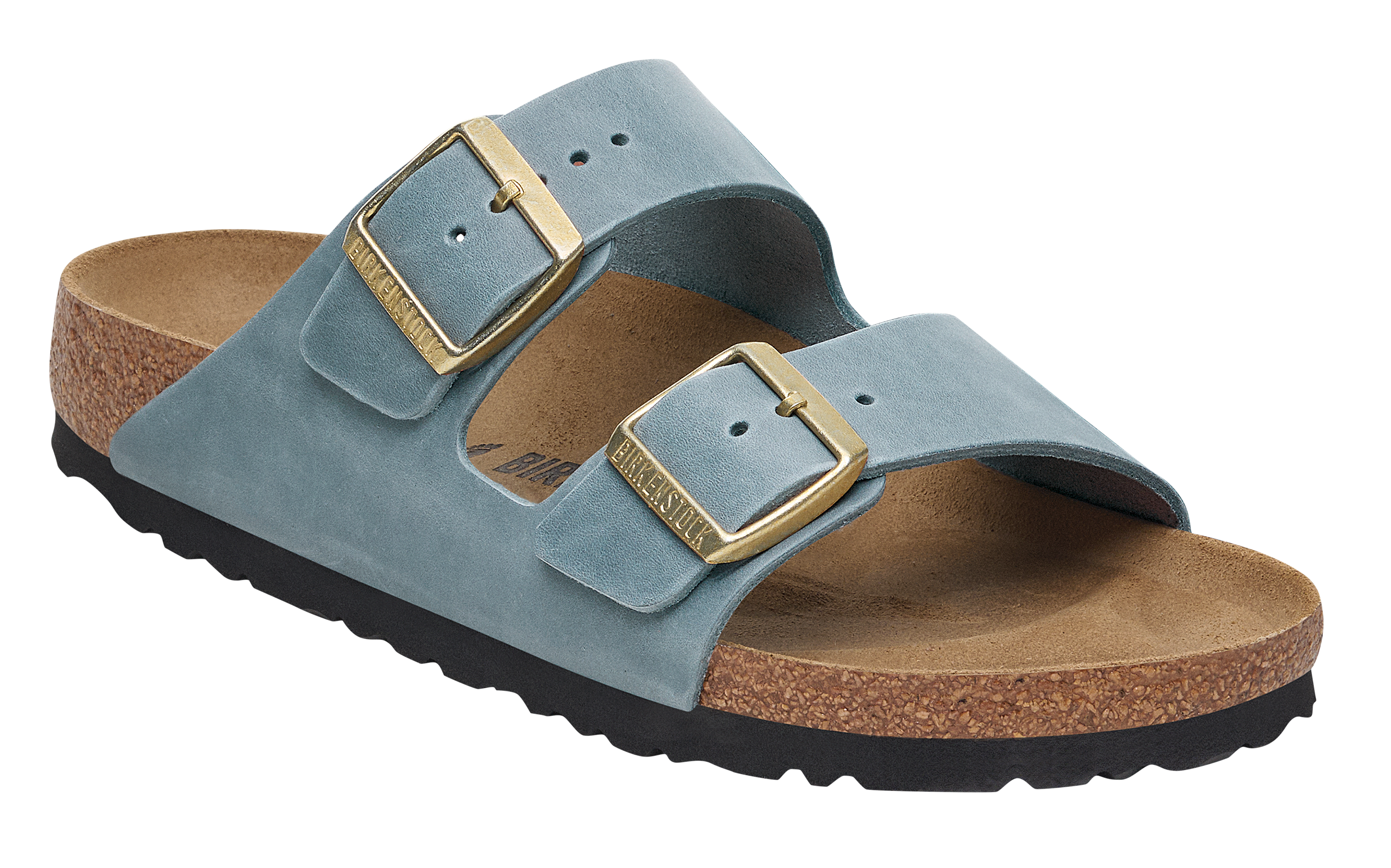 Image of Birkenstock Arizona Cork-Footbed Oiled-Leather Sandals for Women - Basalt Gray