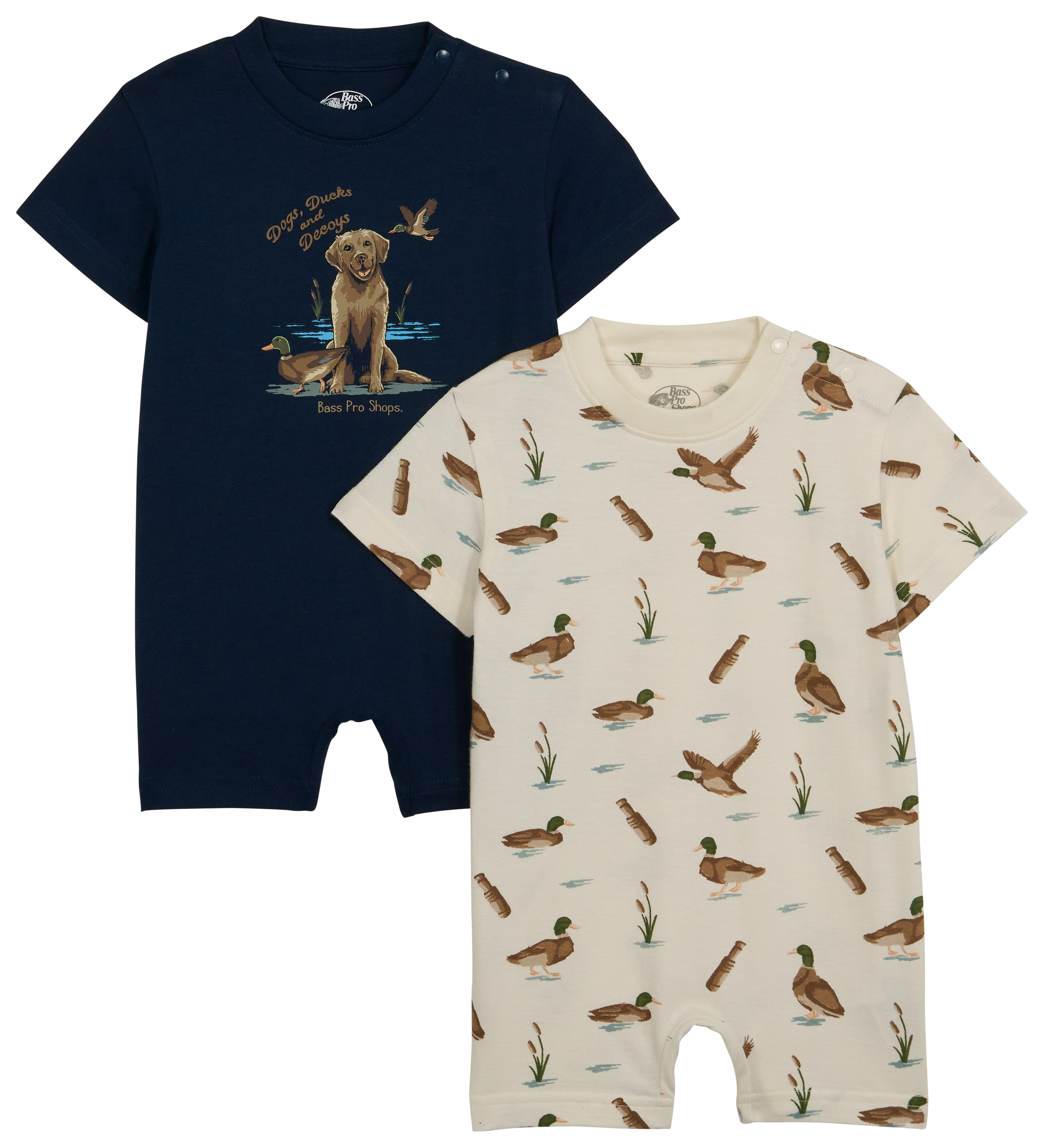 Image of Bass Pro Shops Dogs, Ducks, and Decoys Bodysuit 2-Piece Set for Babies