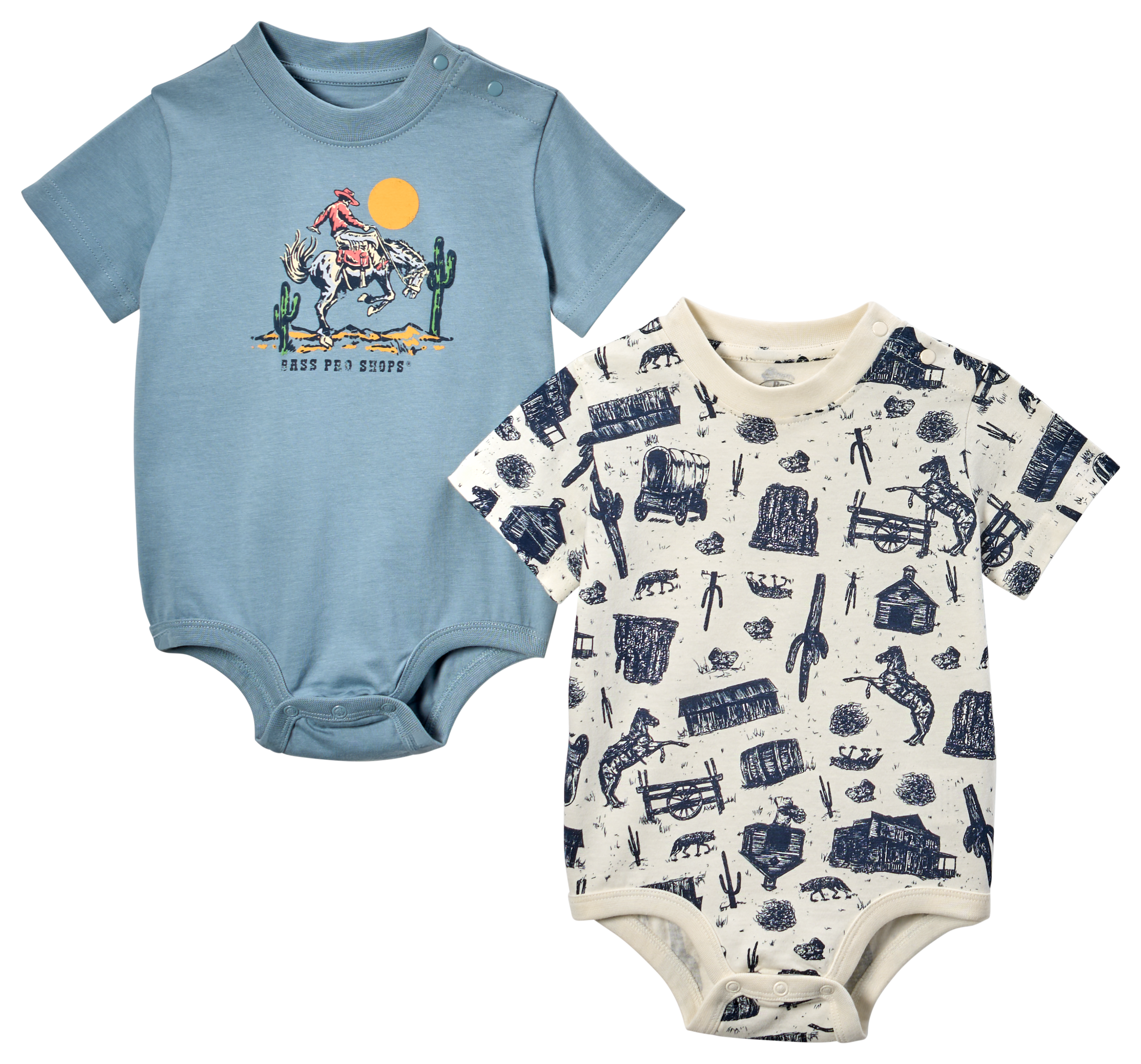 Image of Bass Pro Shops Western Bodysuits 2-Piece Set for Babies