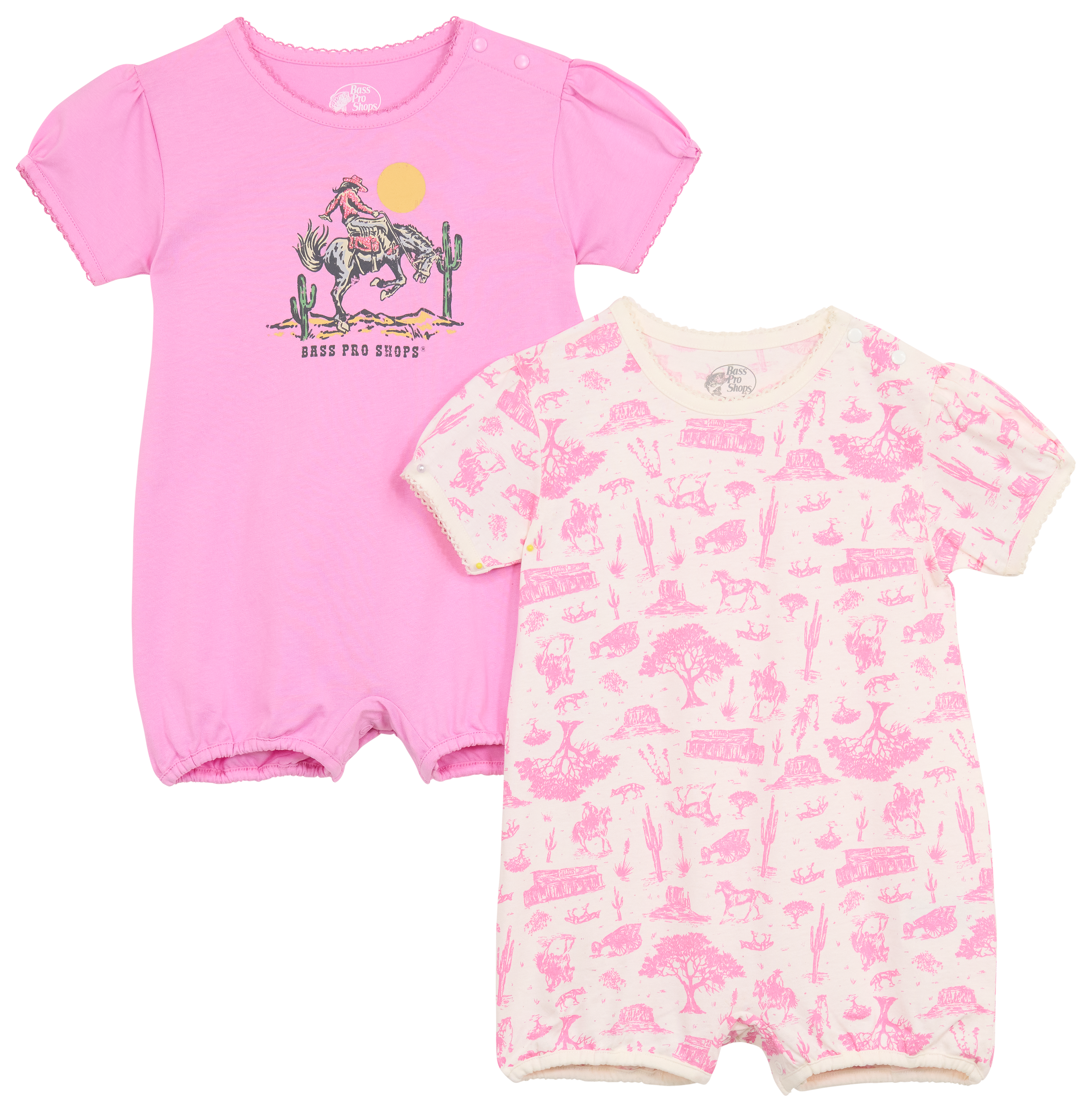 Image of Bass Pro Shops Western Rompers 2-Piece Set for Babies - Lilac Chiffon