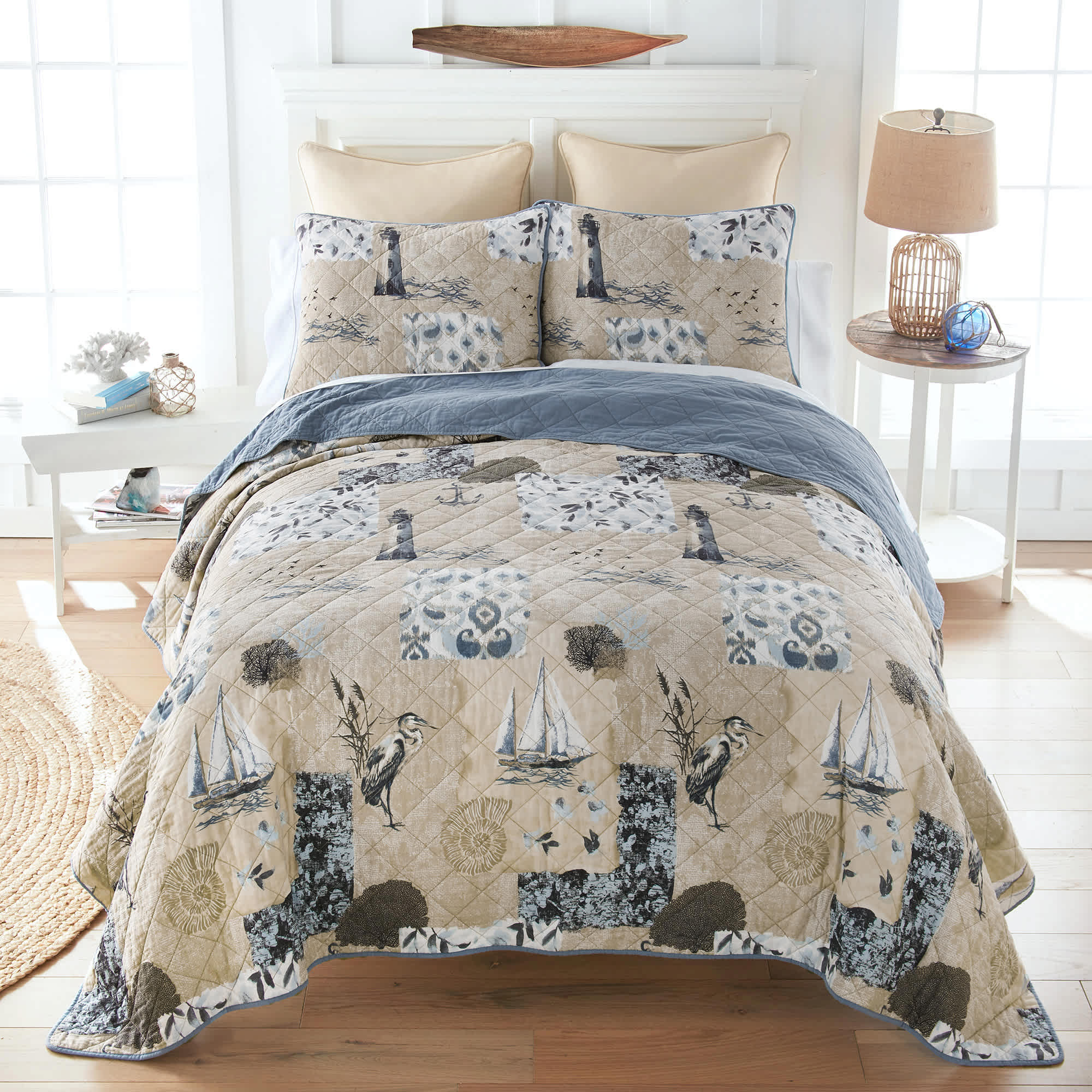 Image of Donna Sharp Seascape Cotton Quilted Bedding Set - Queen