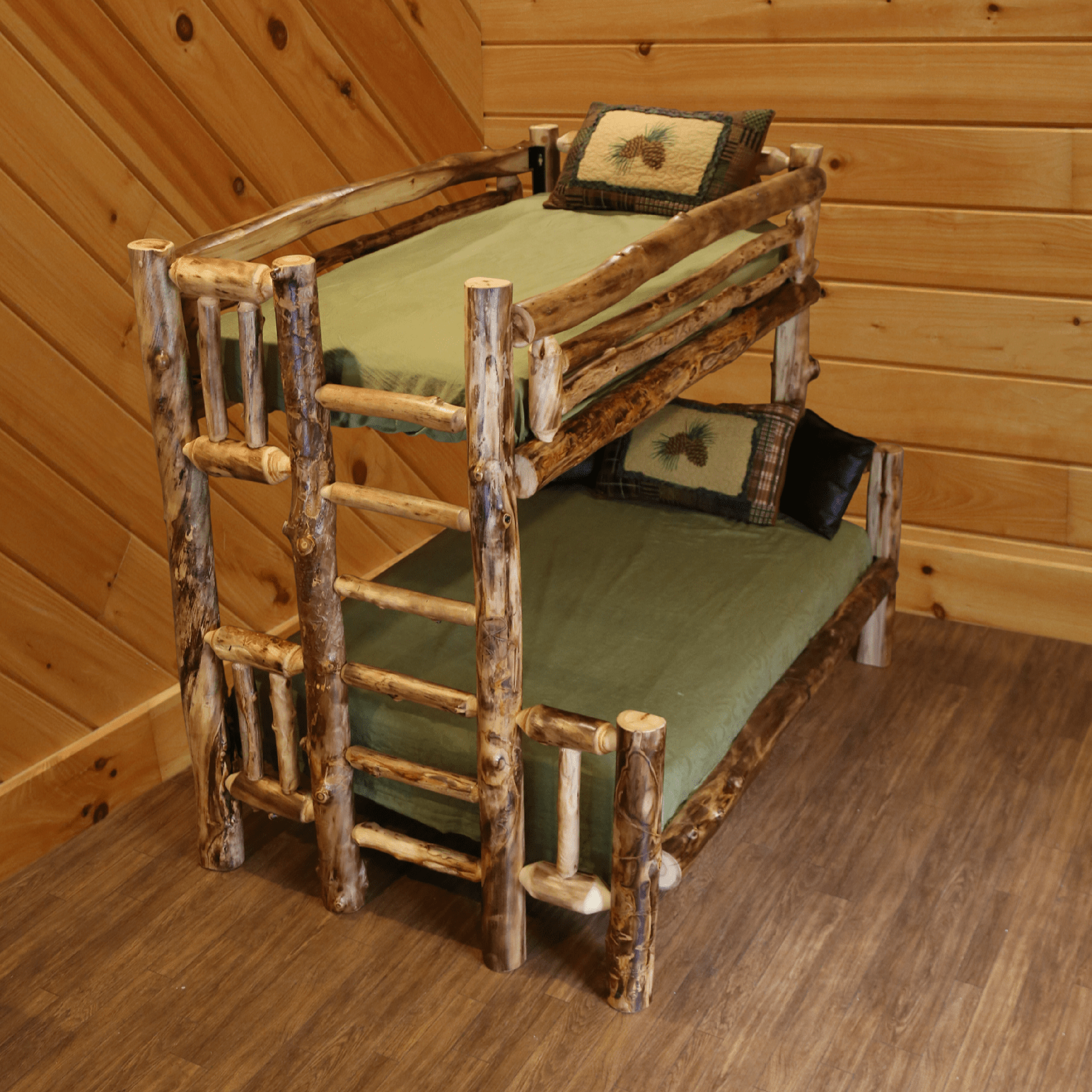Image of Log Cabin Rustics Cabin Cove Bunk-Bed Frame - Full/Queen