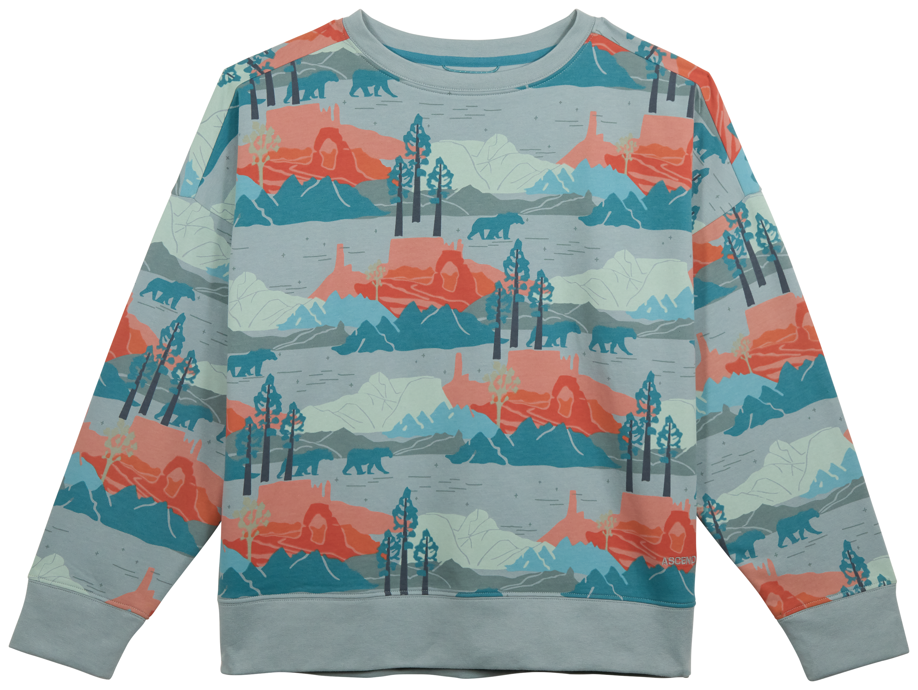 Image of Ascend To and Fro Slate Mountain Graphic Crew-Neck Sweater