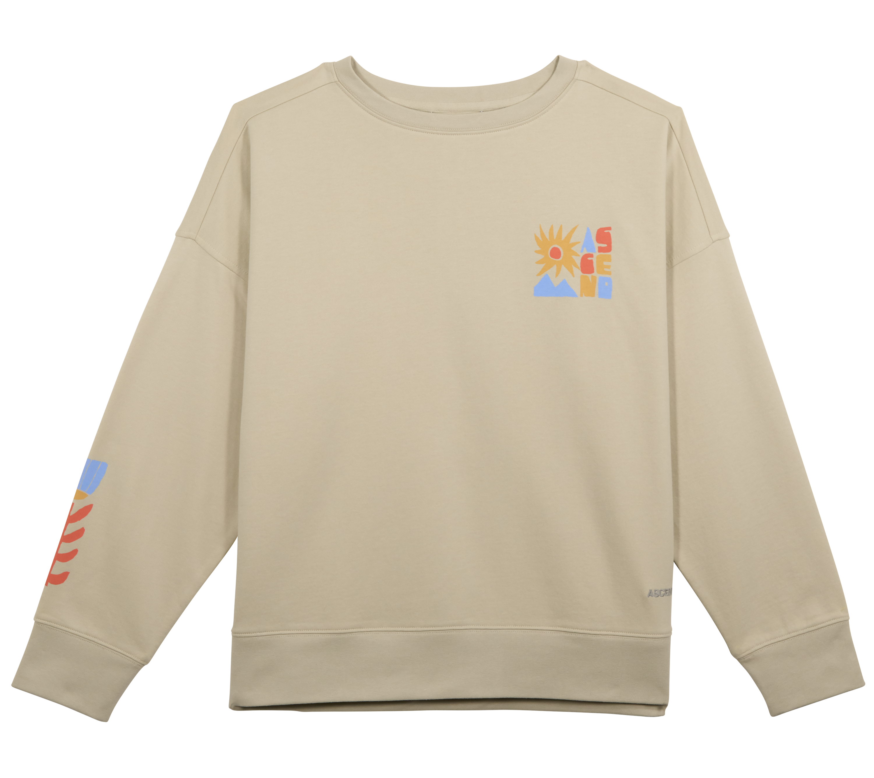 Image of Ascend To and Fro Summer Peaks Graphic Crew-Neck Sweater - Pelican Summer Peaks