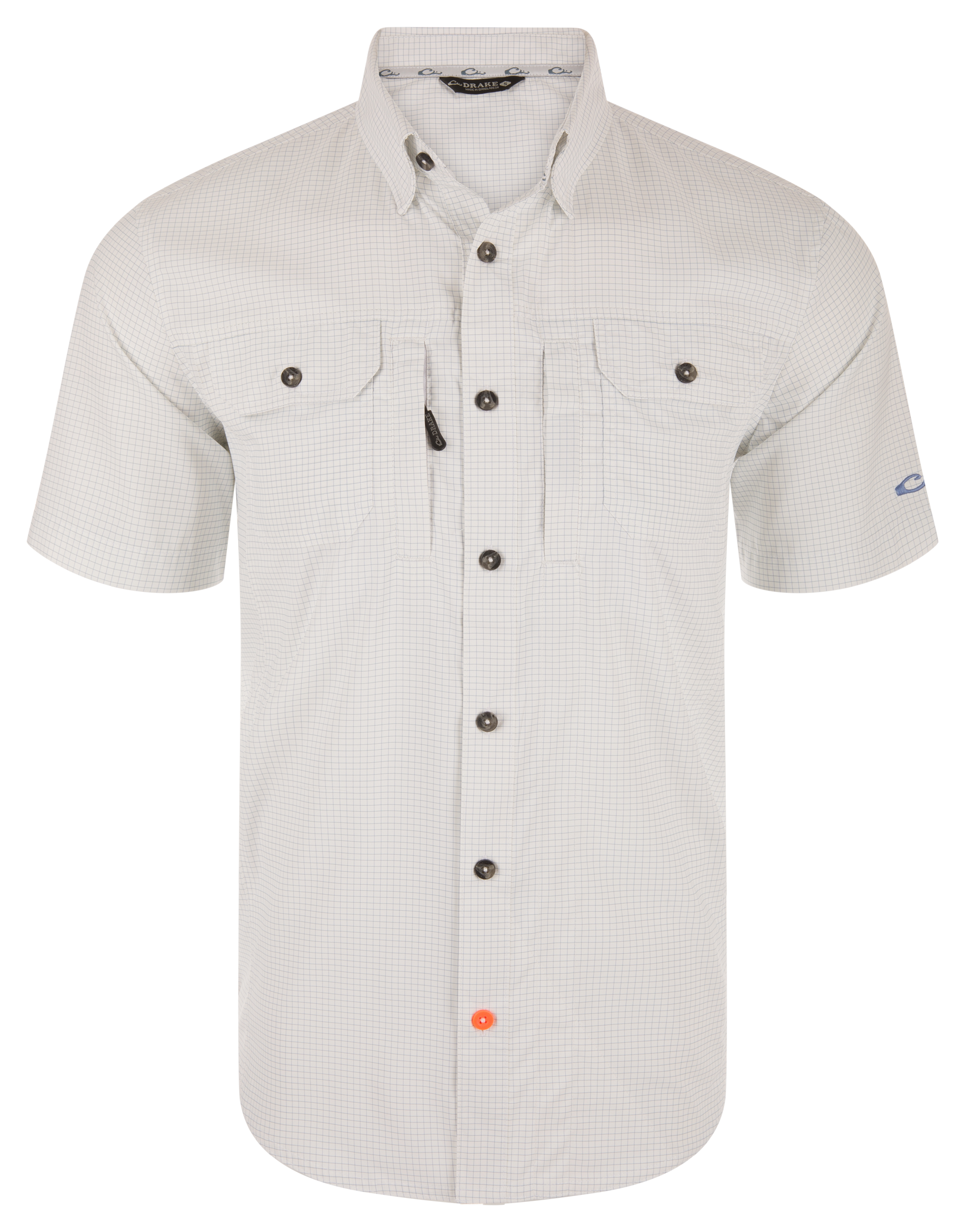 Image of Drake Waterfowl Wingshooters Trey Grid Check Short-Sleeve Button-Down Shirt - Medieval Blue