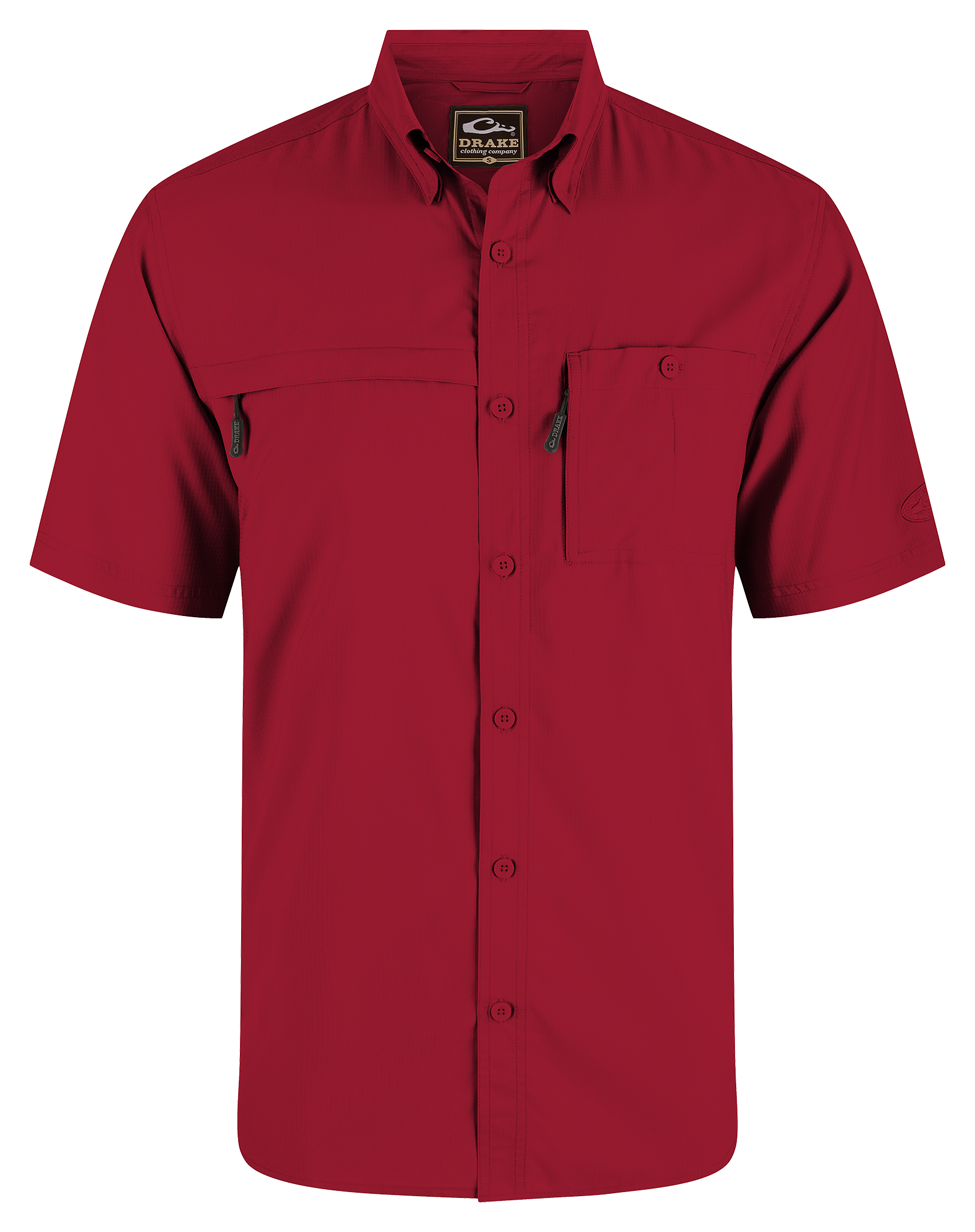 Image of Drake Waterfowl 8-Shot Flyweight Short-Sleeve Button-Down Shirt - Chili Pepper Red