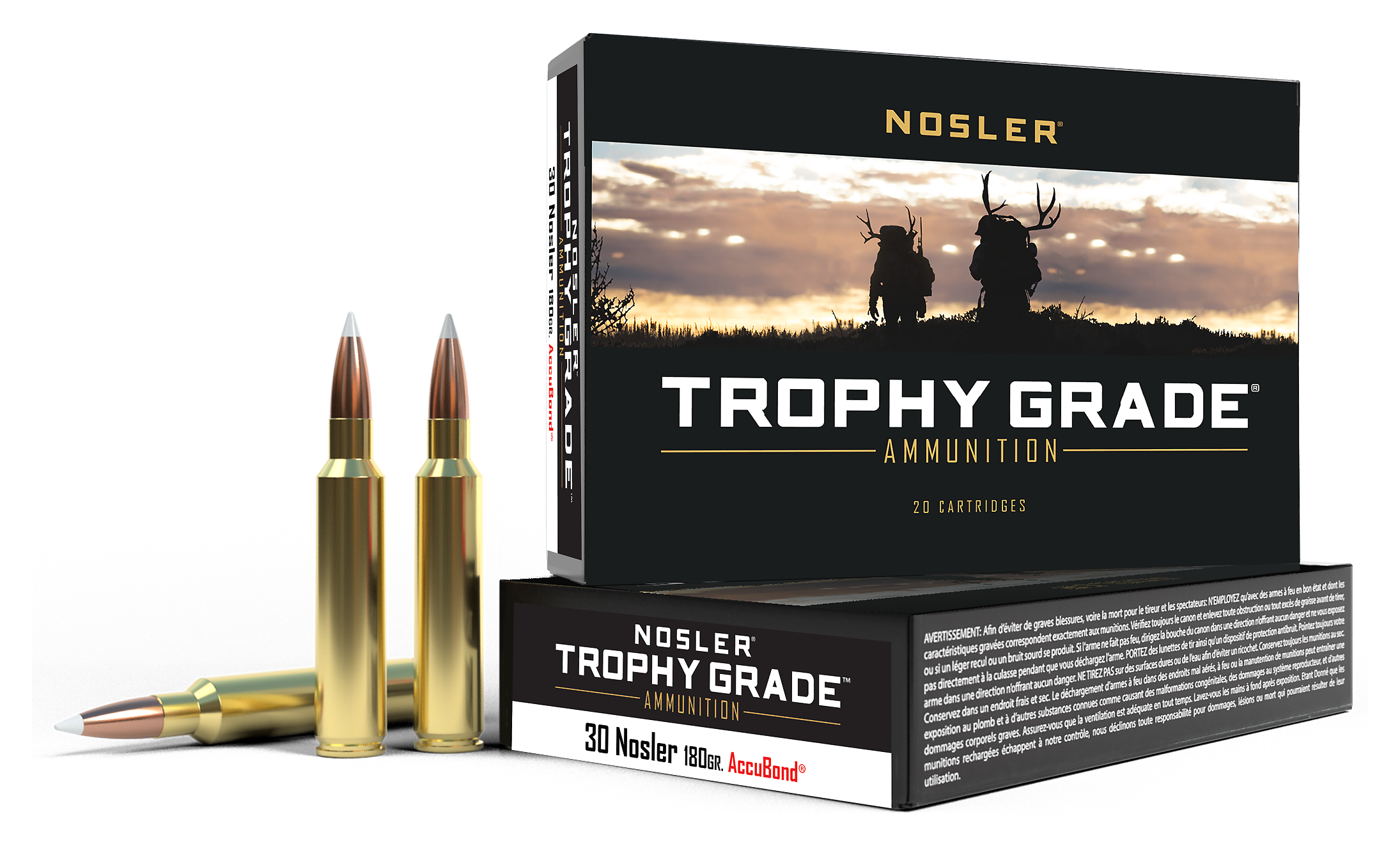 Nosler Trophy Grade .30 Nosler 180 Grain Centerfire Rifle Ammo