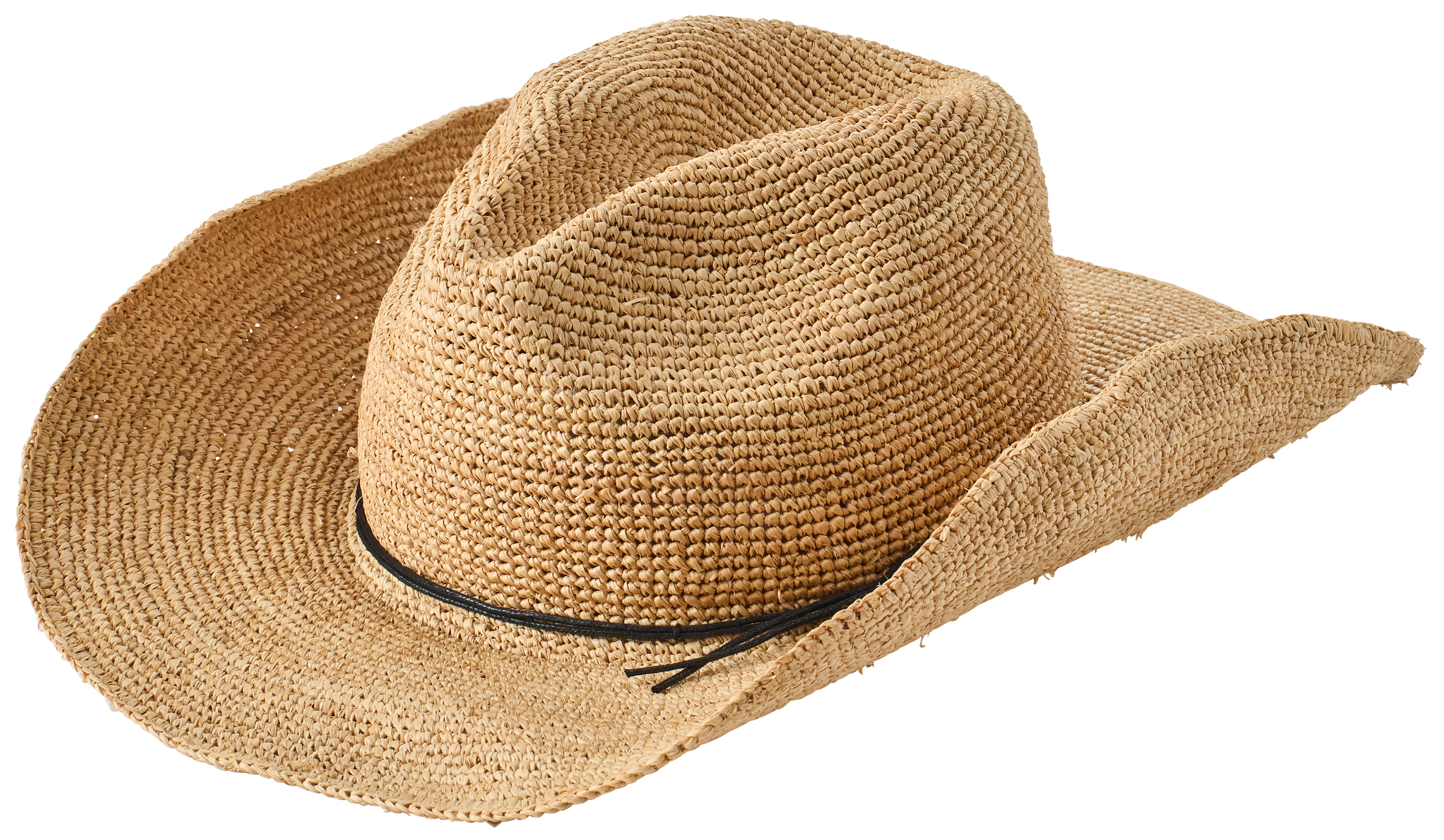 Image of Natural Reflections Croched Raffia Western Hat - Natural