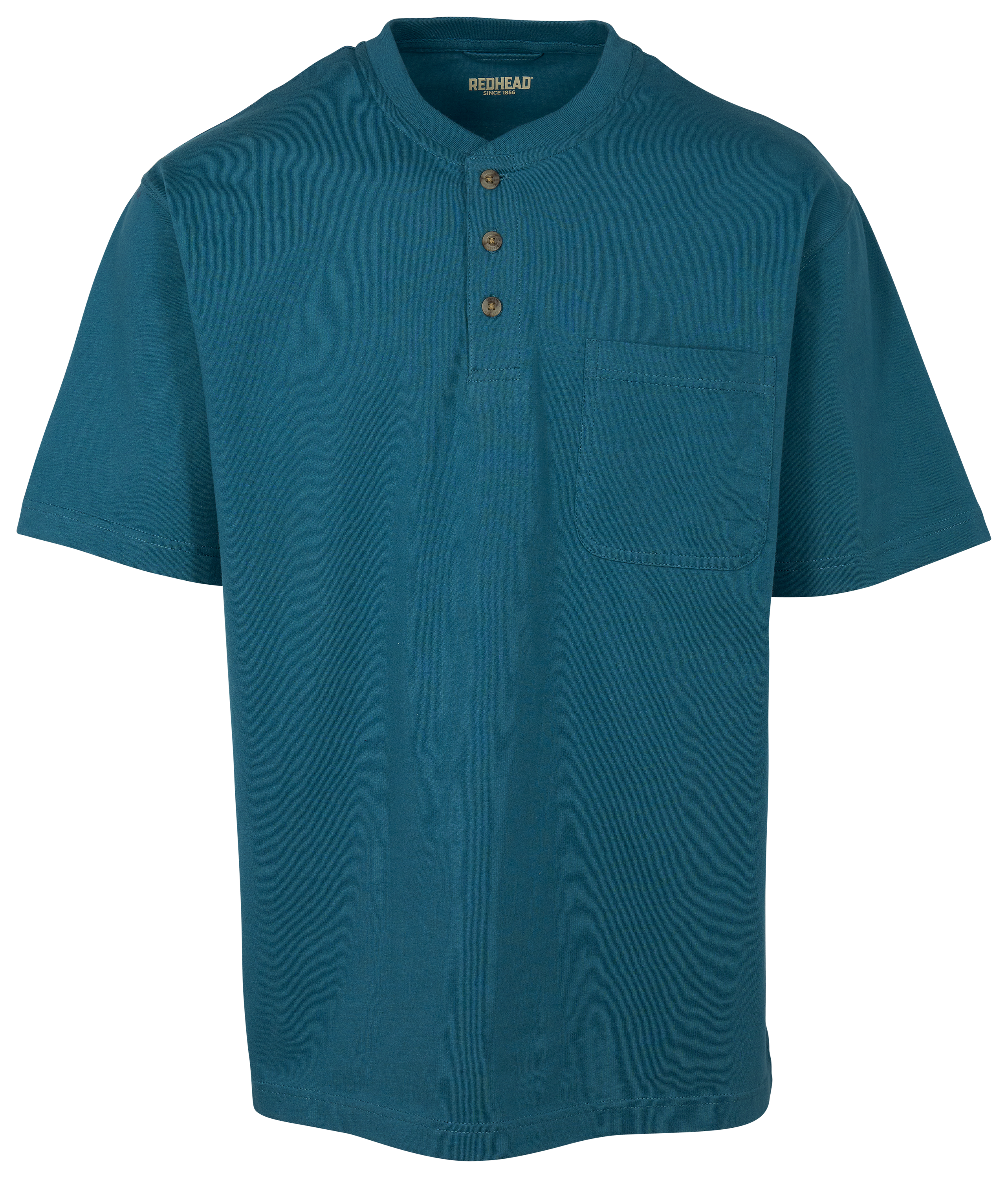 Image of RedHead Henley Pocket Short-Sleeve Shirt - Mallard Blue