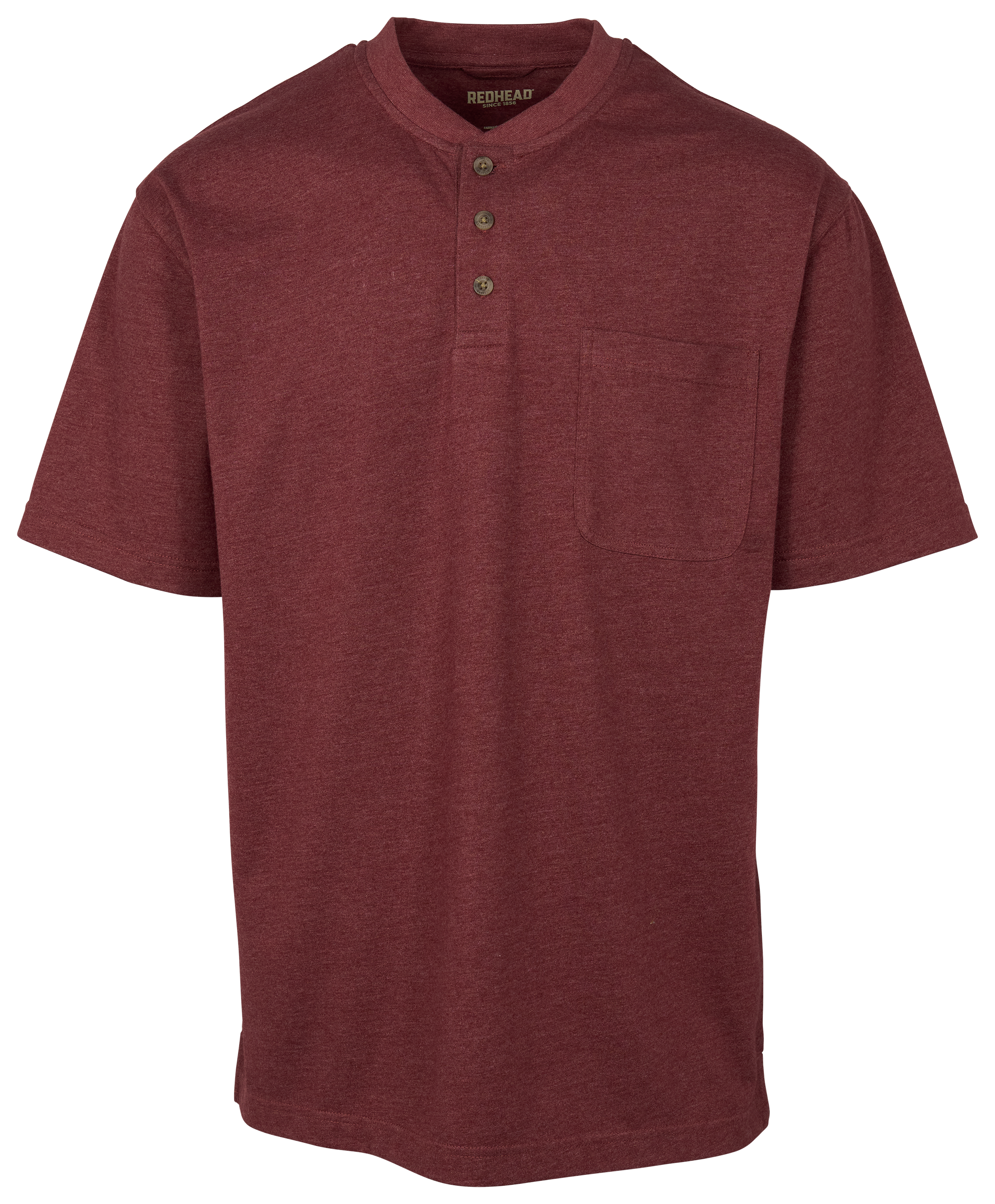 Image of RedHead Henley Pocket Short-Sleeve Shirt - Port Heather