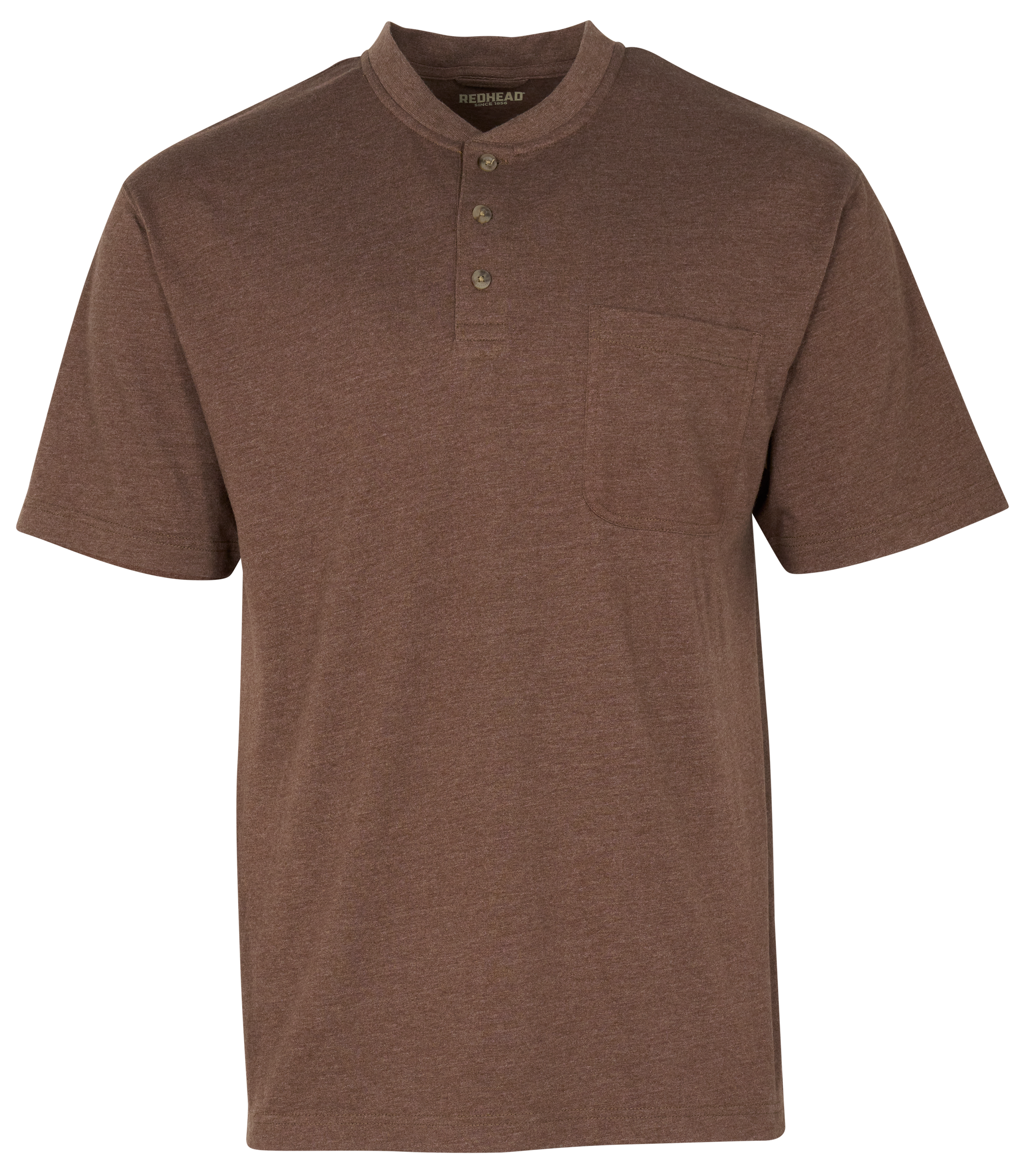 Image of RedHead Henley Pocket Short-Sleeve Shirt - Dark Earth Heather