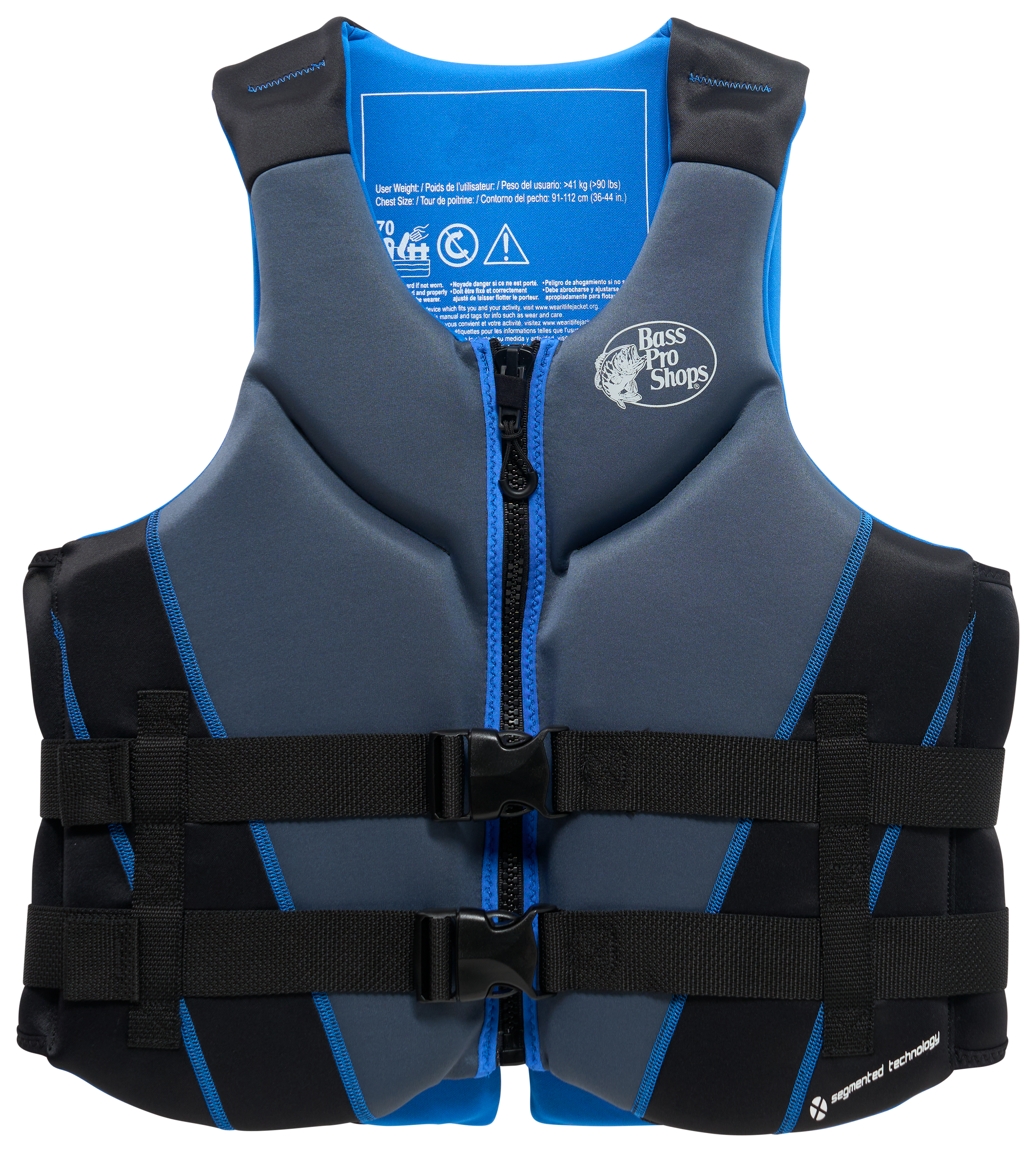 Image of Bass Pro Shops Segmented Nuprene Life Jacket - Royal/Grey/Black - L/XL