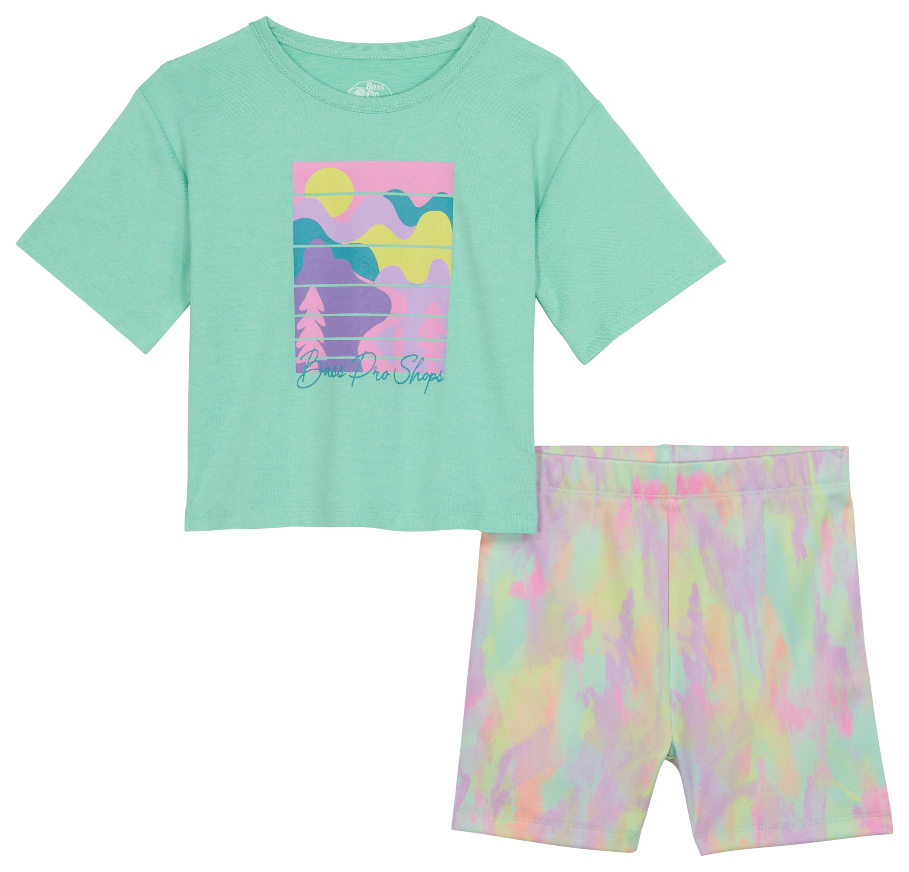 Image of Bass Pro Shops Performance Short-Sleeve T-Shirt and Shorts Set for Toddlers - Cabbage