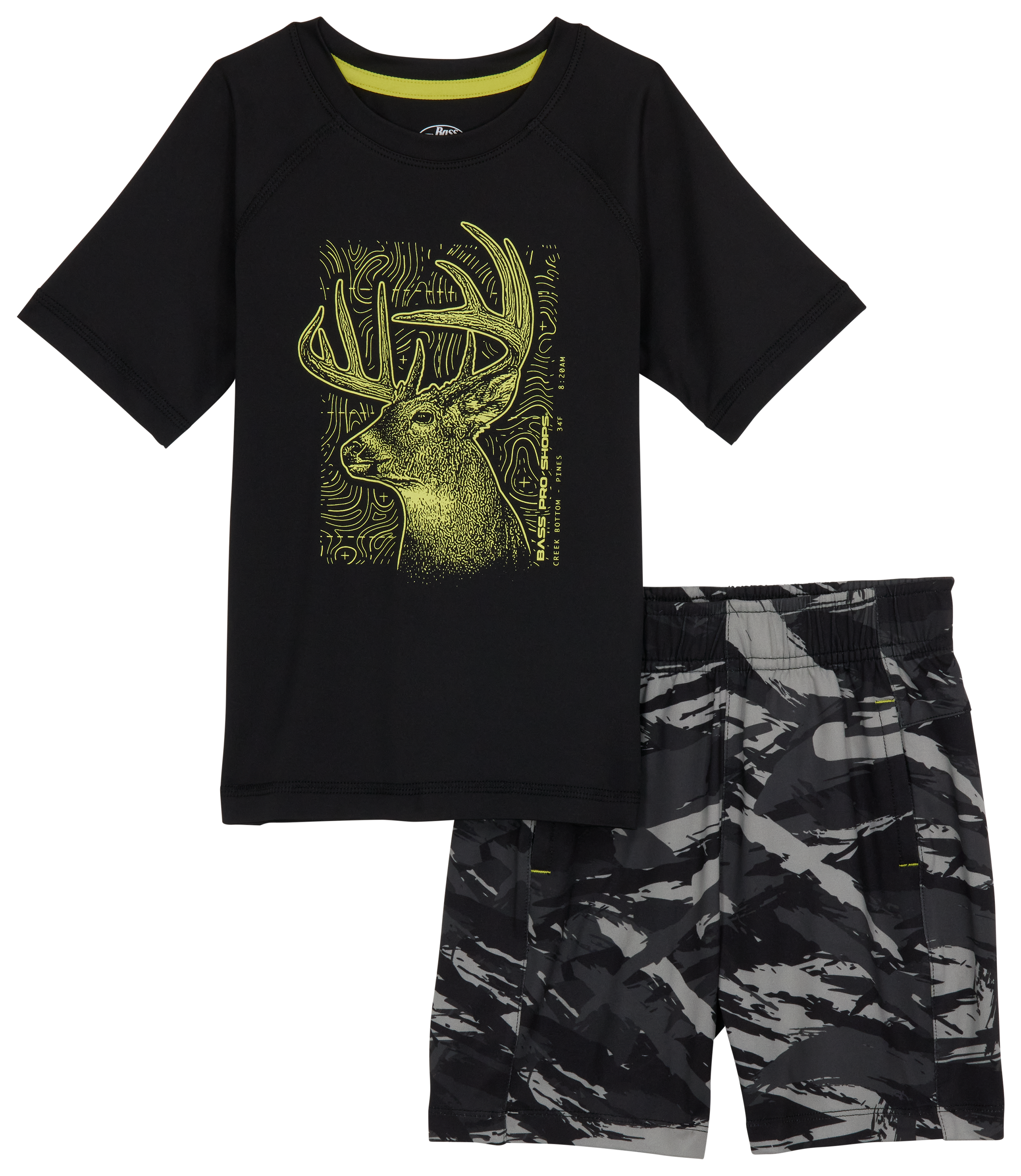 Image of Bass Pro Shops Performance Short-Sleeve T-Shirt and Shorts Set for Toddlers - Black - 4T