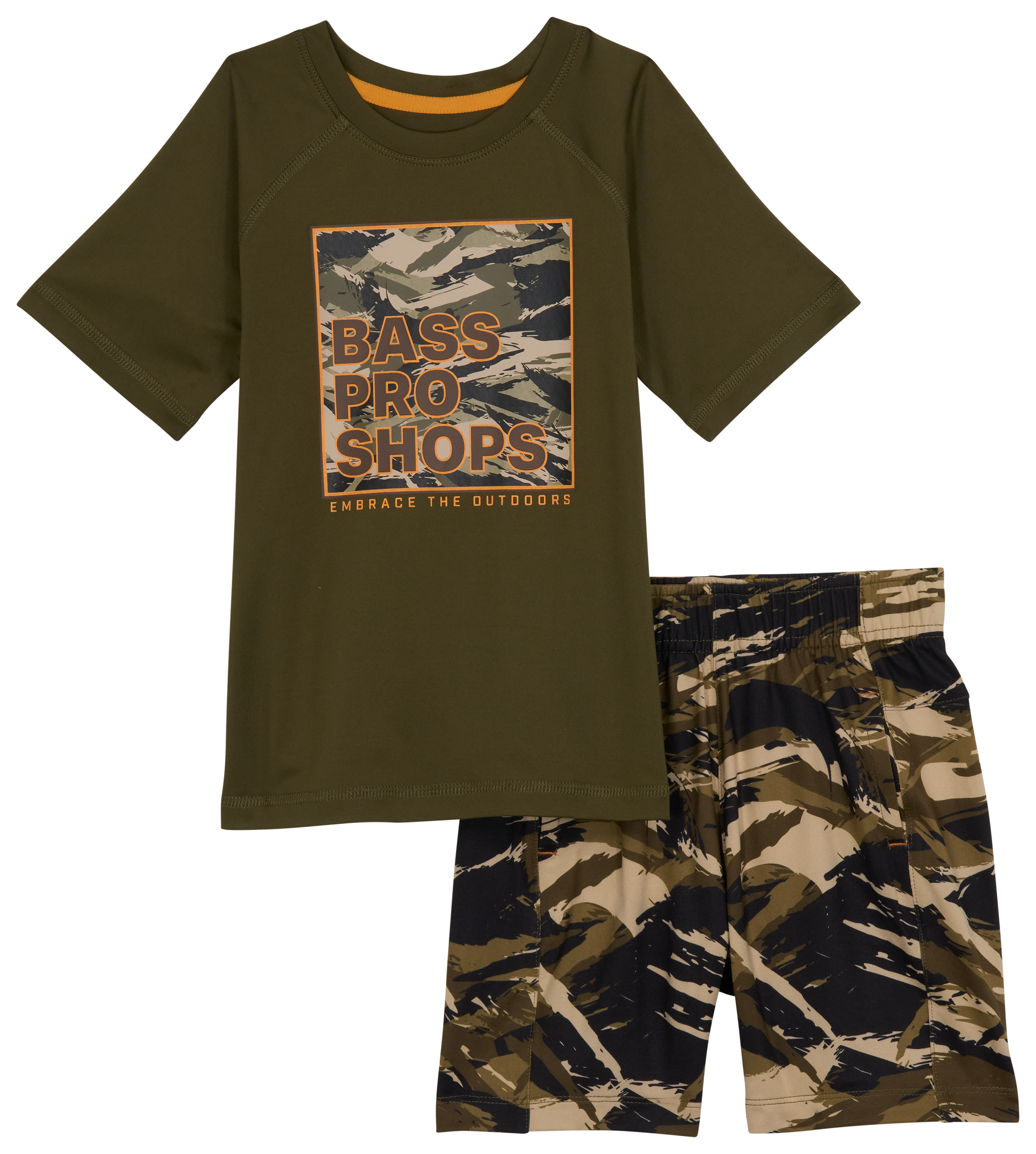 Image of Bass Pro Shops Performance Short-Sleeve T-Shirt and Shorts Set for Toddlers - Olive