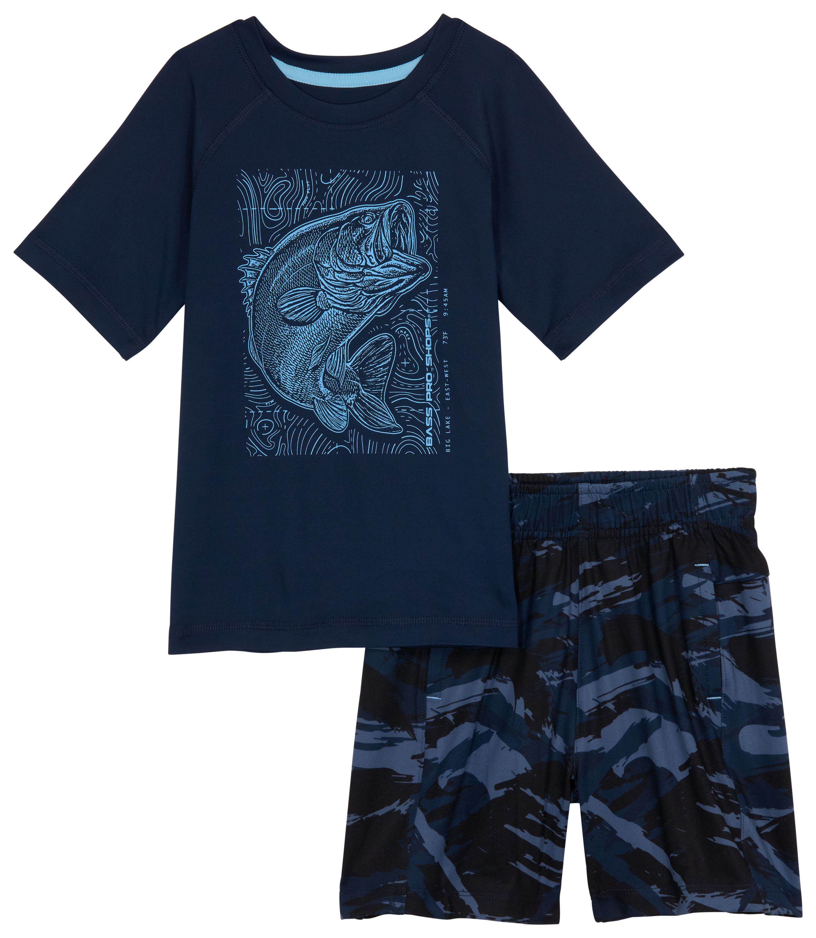 Image of Bass Pro Shops Performance Short-Sleeve T-Shirt and Shorts Set for Toddlers - Navy