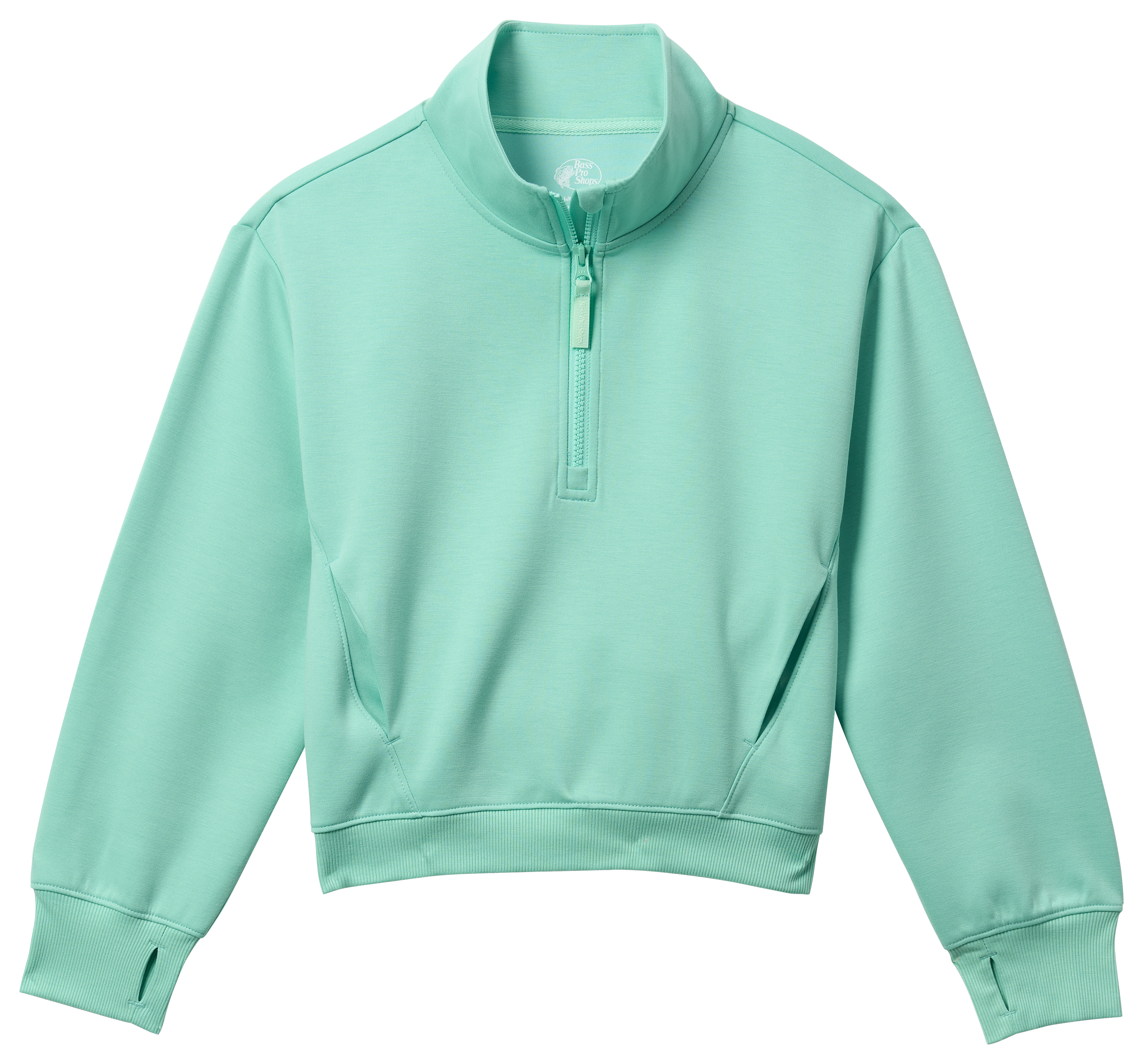 Image of Bass Pro Shops Performance Quarter-Zip Sweatshirt for Kids - Cabbage