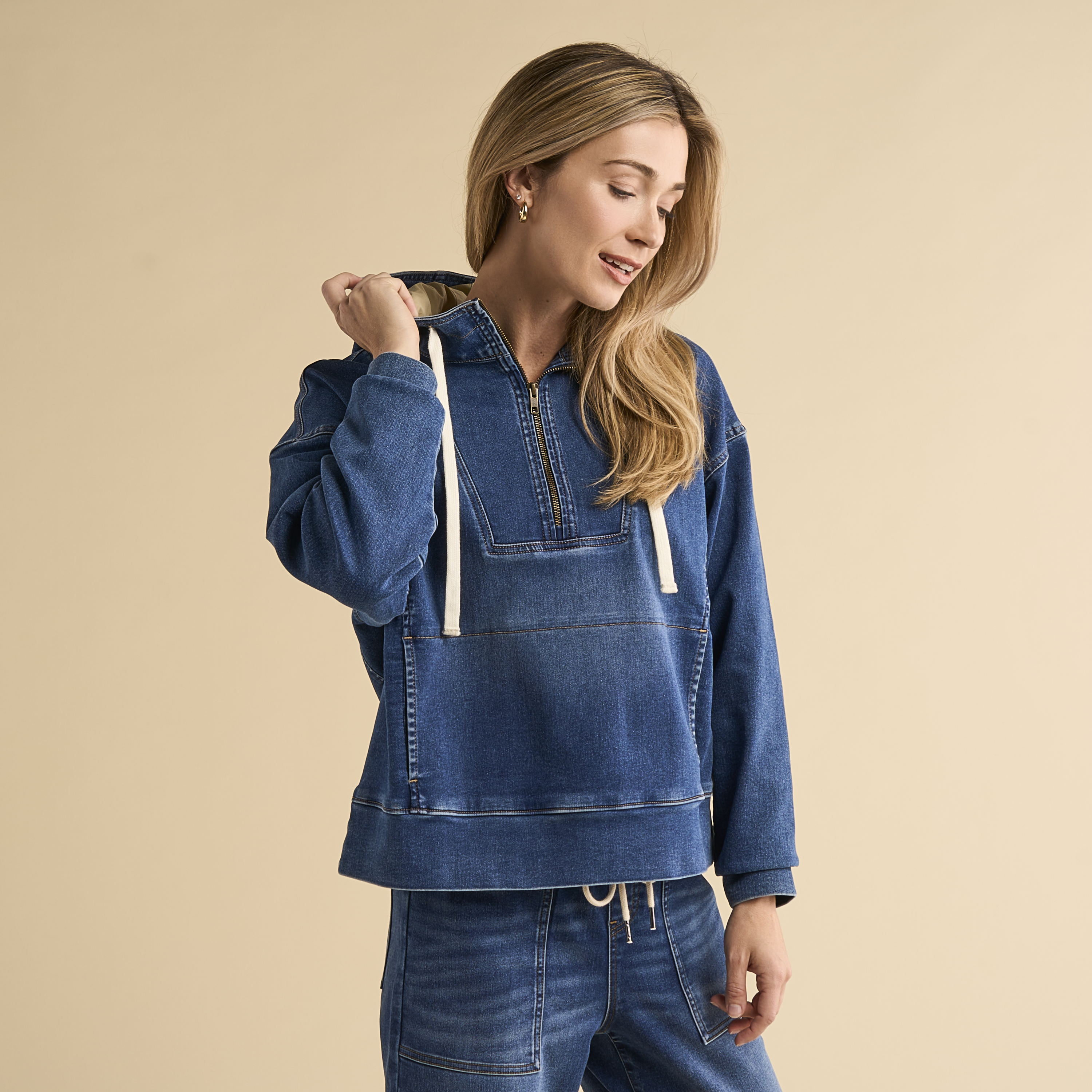 Image of Natural Reflections Daybreak Denim Pullover Hoodie - Dark Denim