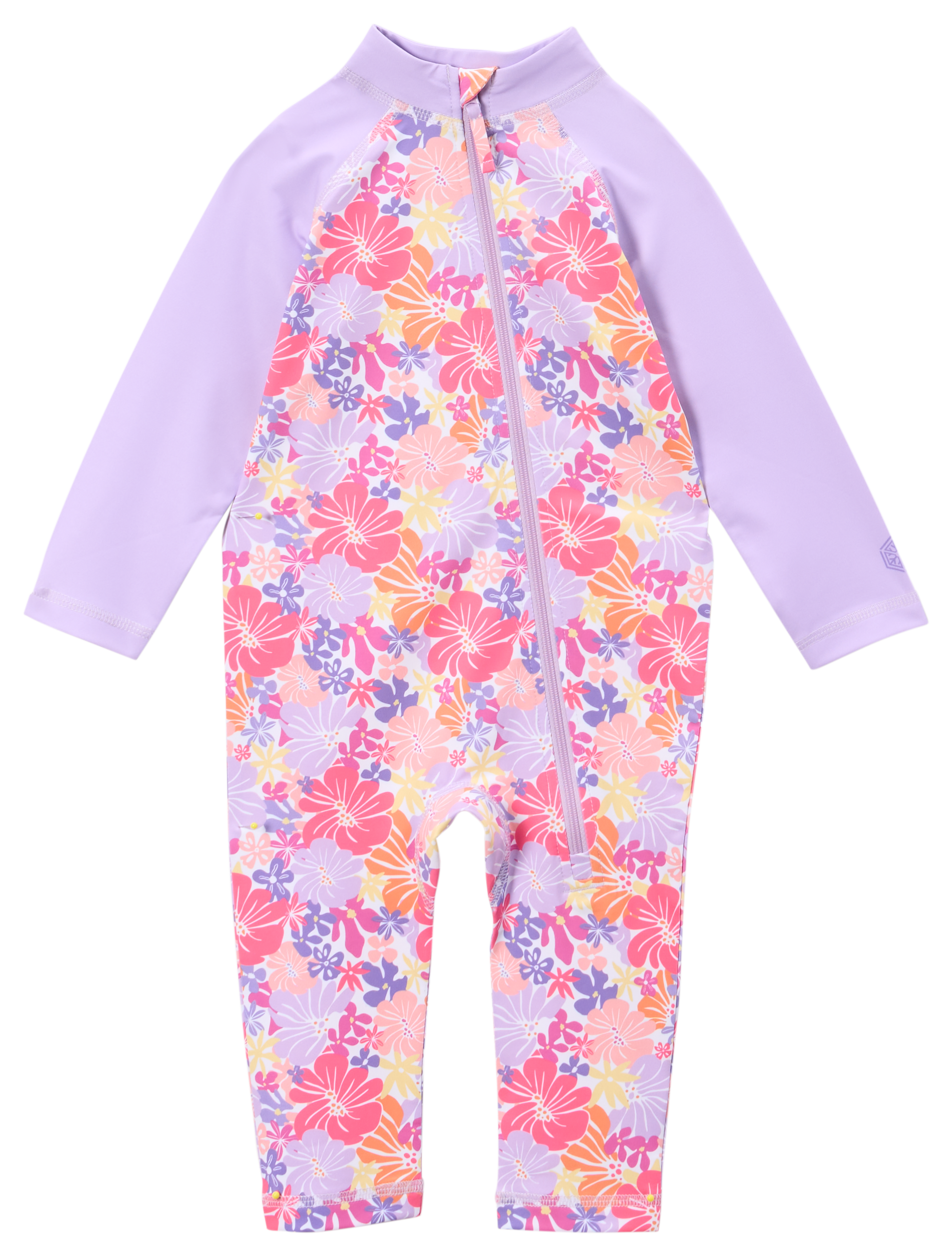 Image of World Wide Sportsman Long-Sleeve Sunsuit for Babies - Flower Power/Pink Lemonade