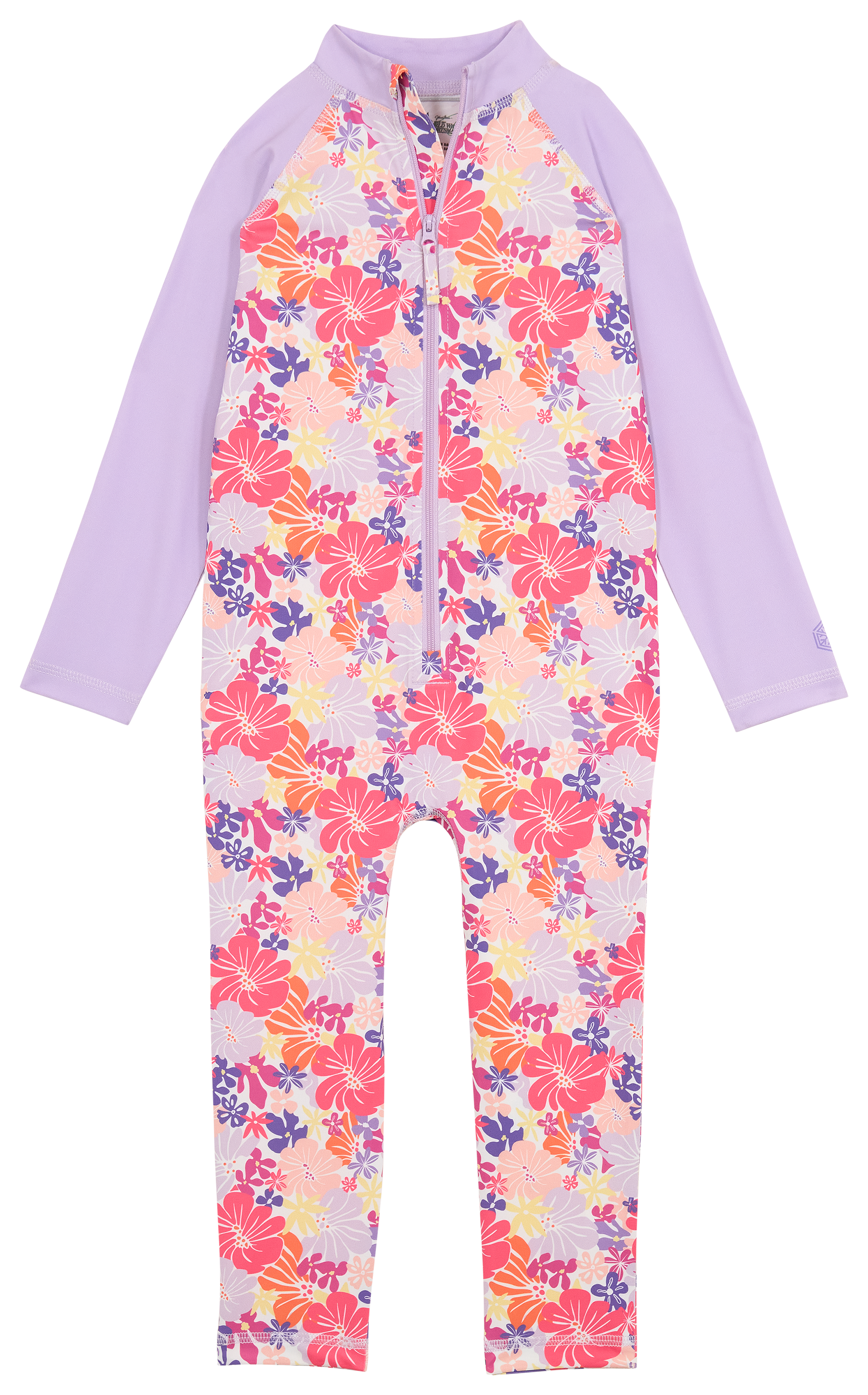 Image of World Wide Sportsman Long-Sleeve Sunsuit for Toddlers - Flower Power/Pink Lemonade