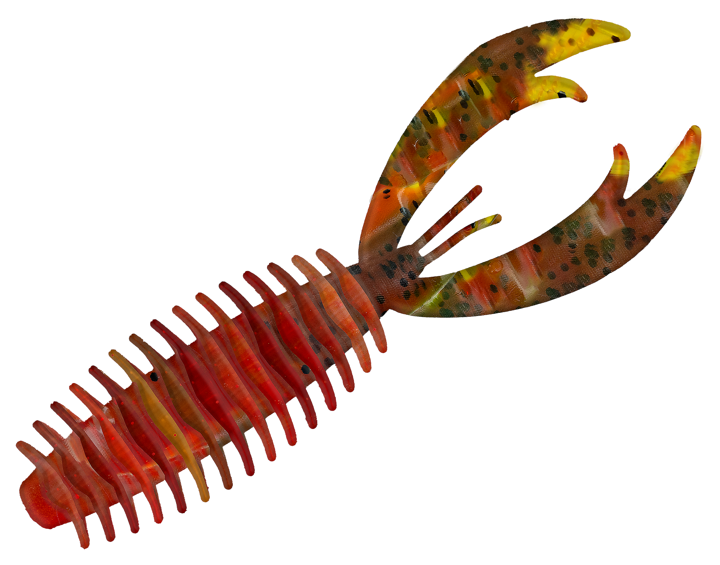 Image of Big Bite Baits Fighting Craw - Green Pumpkin Flame