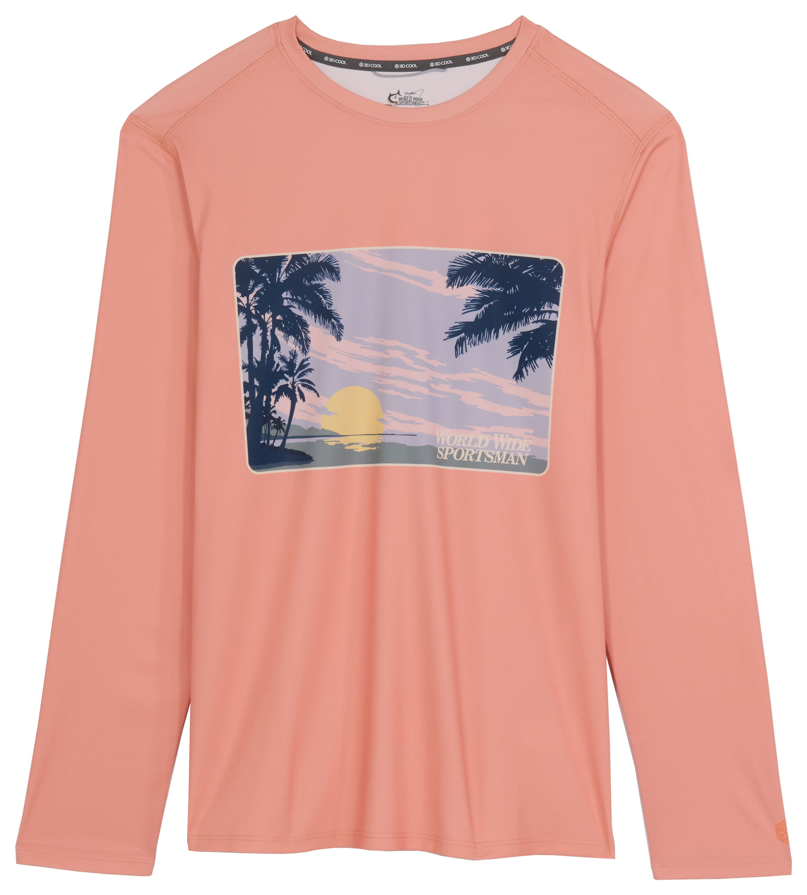 Image of World Wide Sportsman 3D Cool Sunrise Graphic Angler Crew-Neck Long-Sleeve Shirt - Taste of Peach