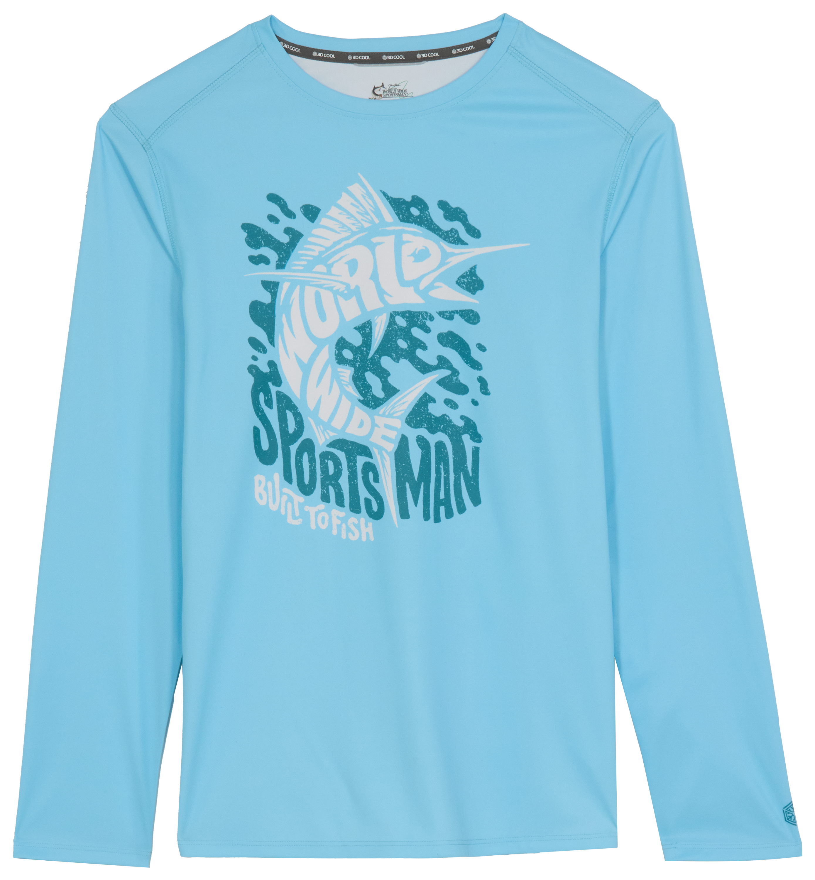 Image of World Wide Sportsman 3D Cool Built To Fish Graphic Angler Crew Long-Sleeve Shirt - Cooling Vapors