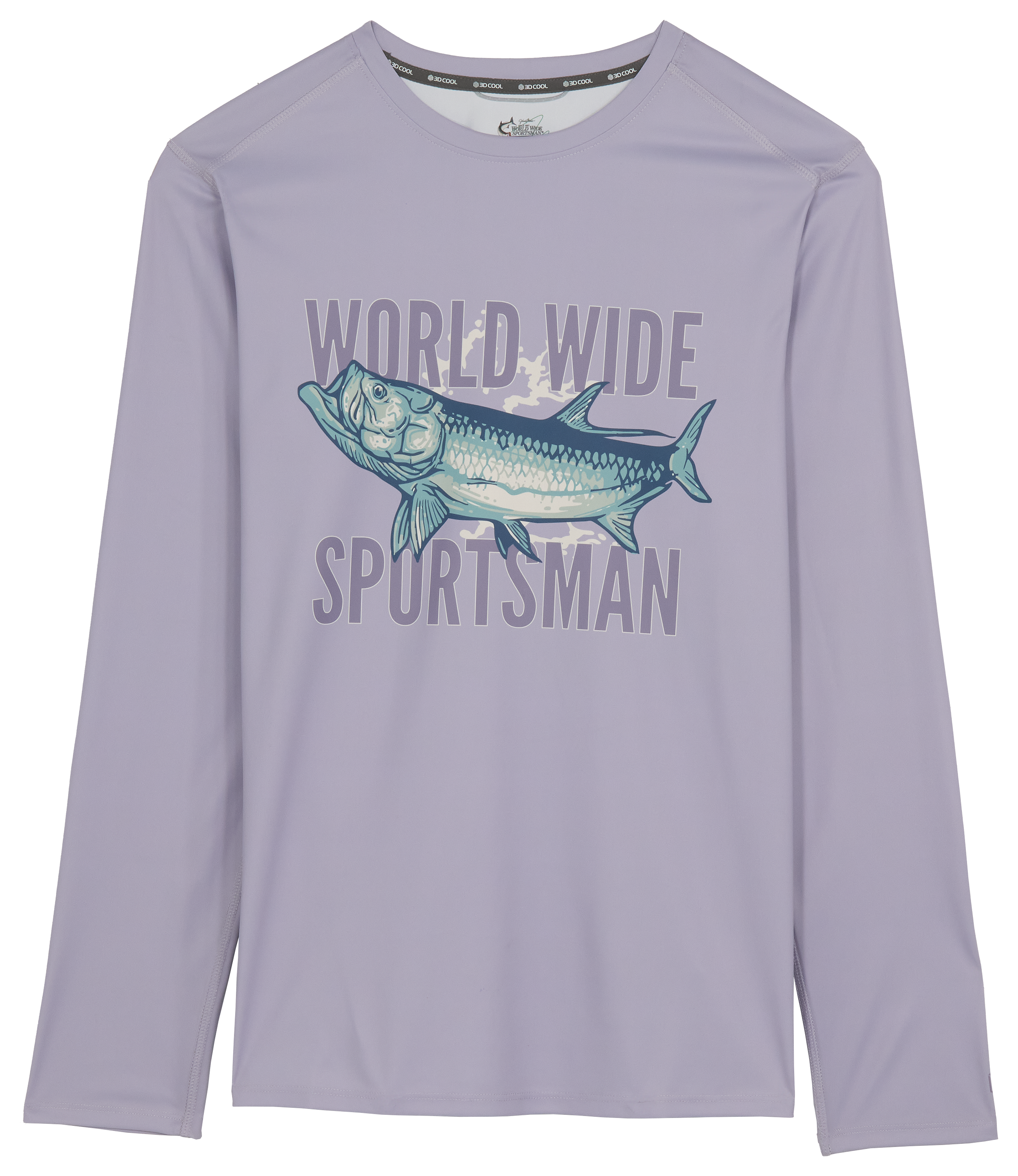 Image of World Wide Sportsman 3D Cool Tarpon Graphic Angler Crew Long-Sleeve Shirt - Thistle