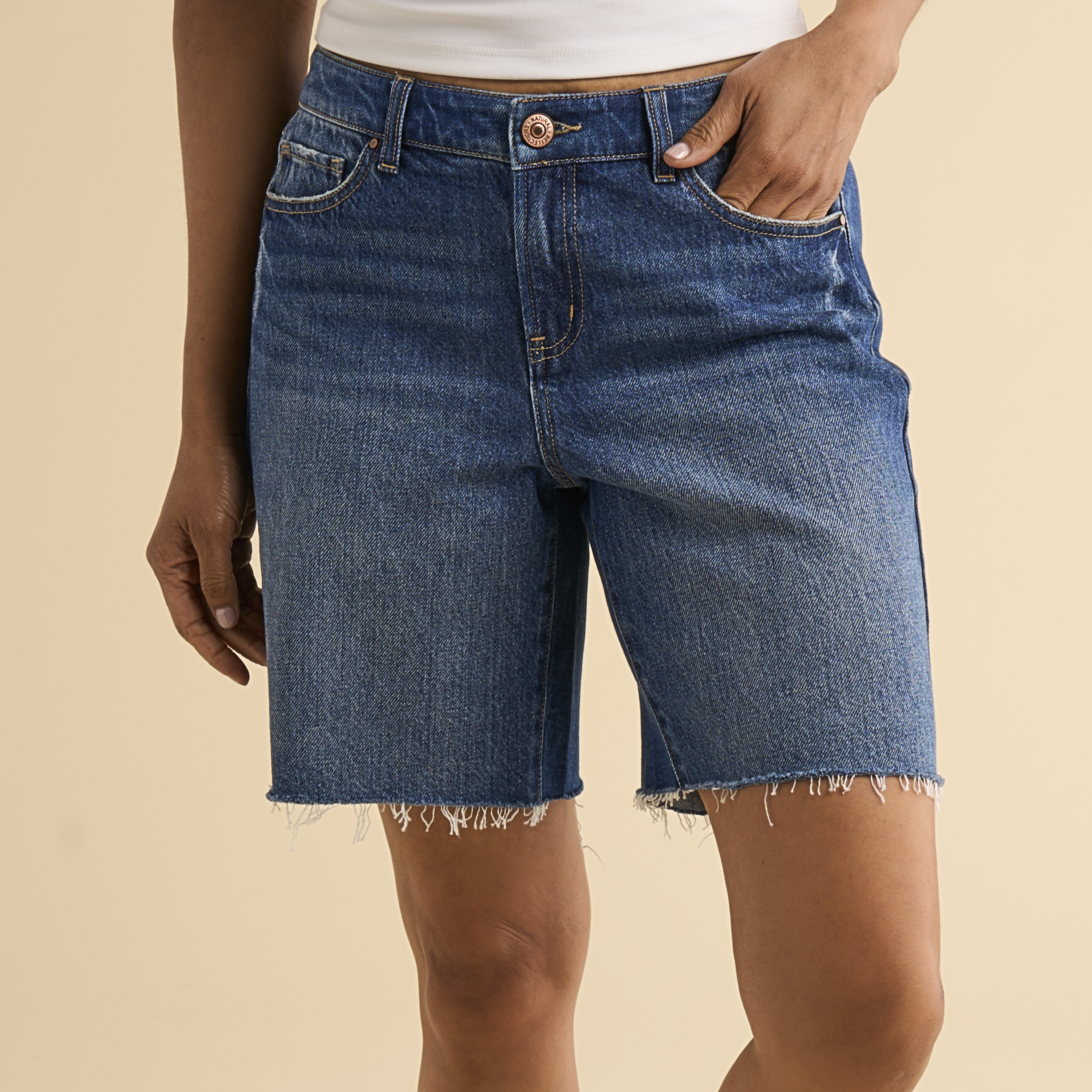 Image of Natural Reflections Aurora Bermuda Shorts - Dark Wash