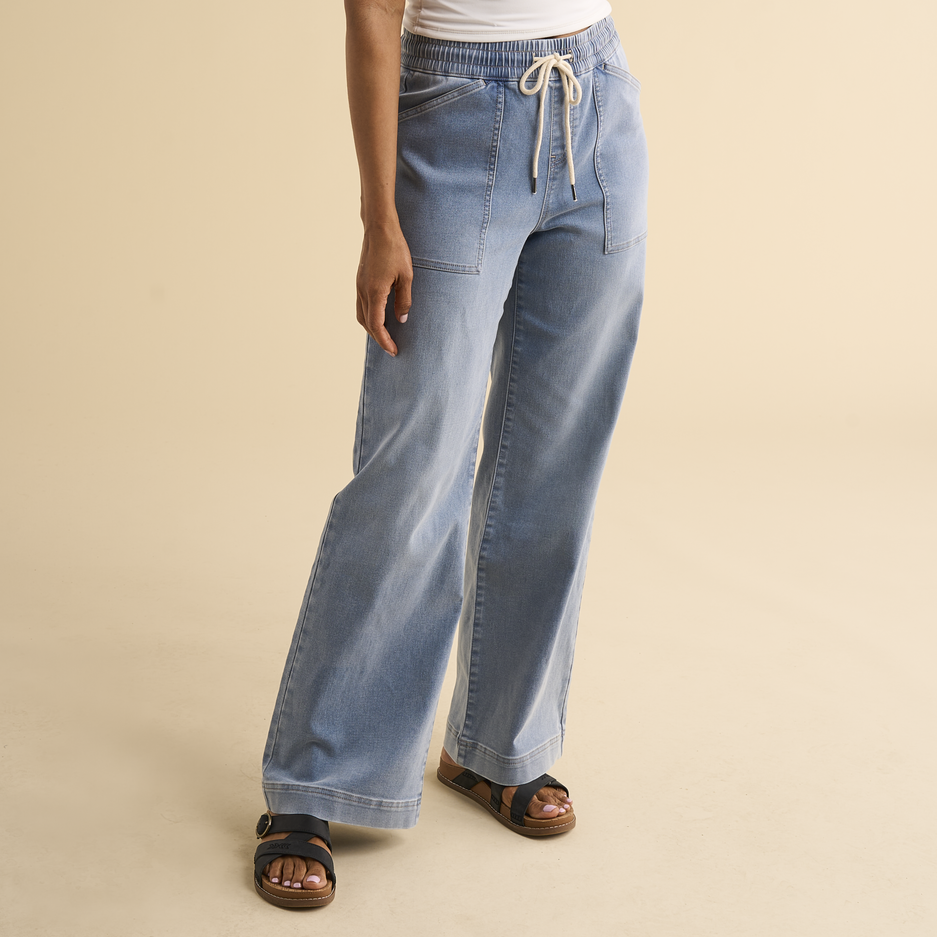 Image of Natural Reflections Daybreak Wide-Leg Pants - Light Wash - M