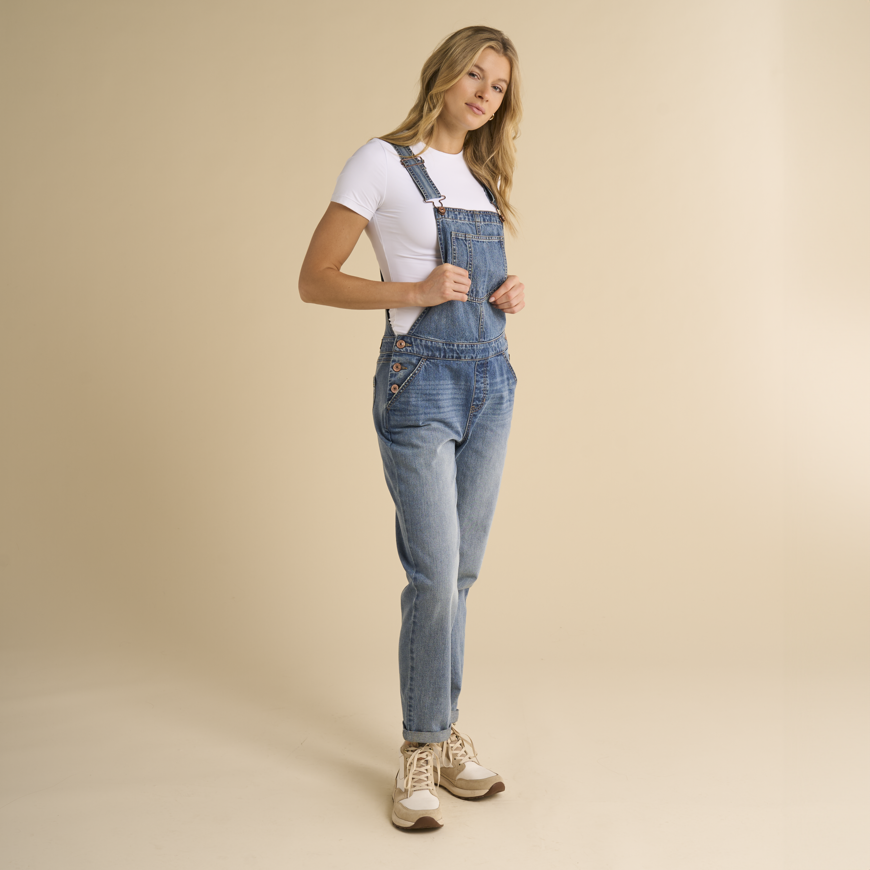 Image of Natural Reflections Luna Bay Denim Overalls - Medium Wash
