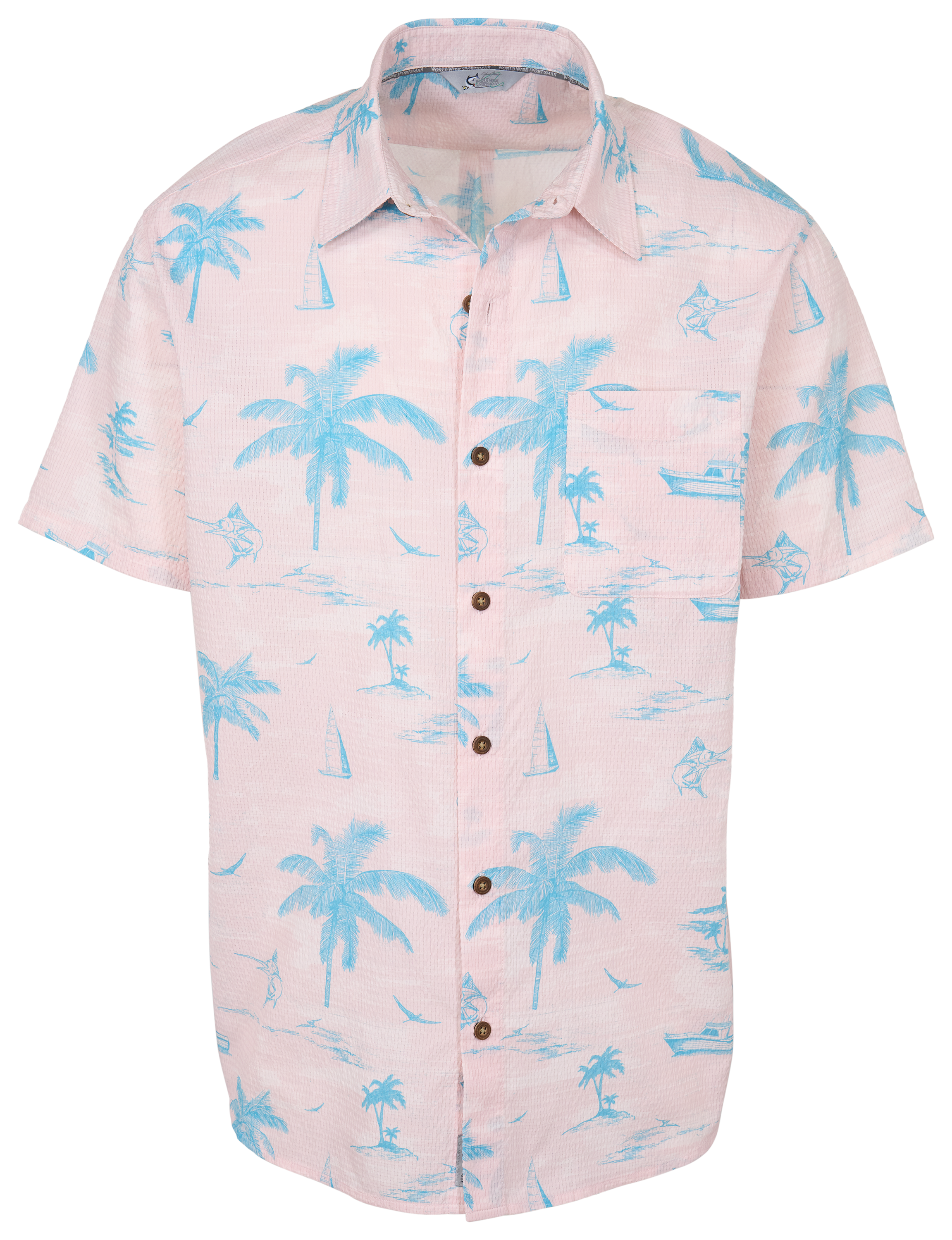 Image of World Wide Sportsman Palm Cove Button-Up Short-Sleeve Shirt - Lilac Out to Sea
