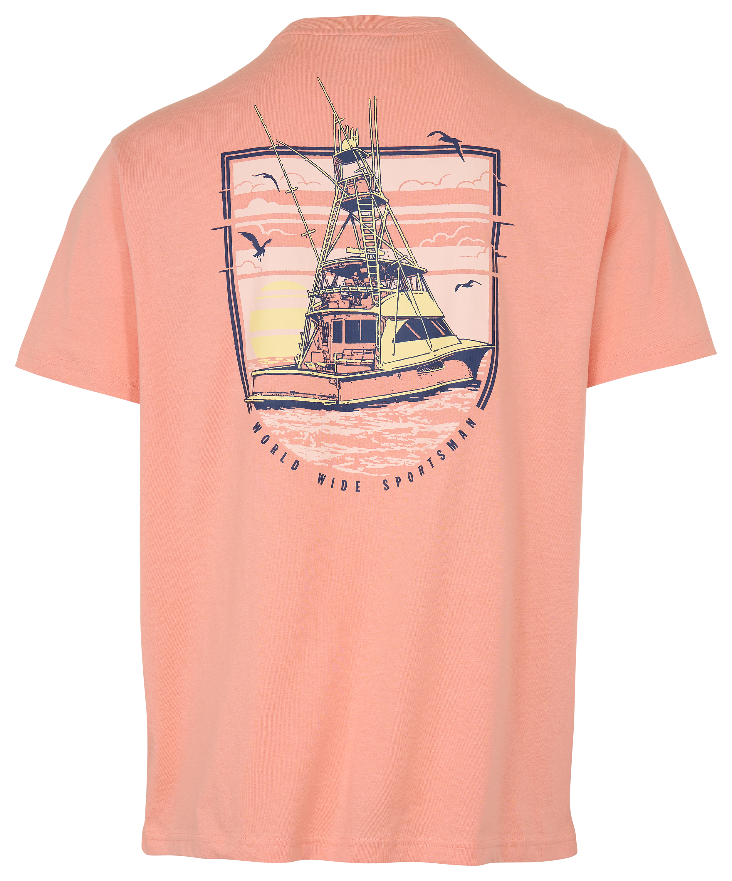Image of World Wide Sportsman Fishing Boat Graphic Short-Sleeve T-Shirt - Taste of Peach - 3XL