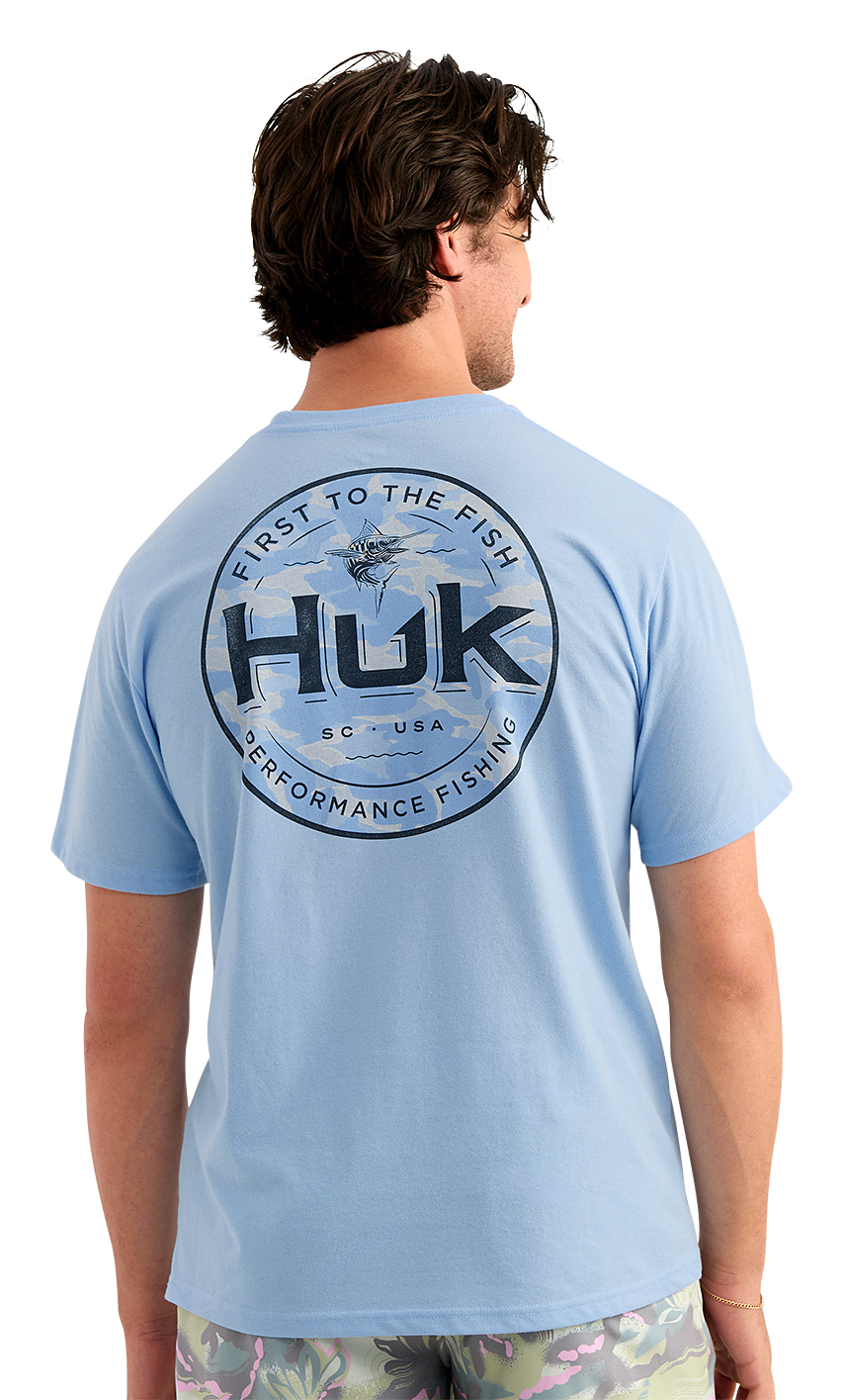 Image of Huk Marlin Circle Short-Sleeve Pocket T-Shirt - Cerulean