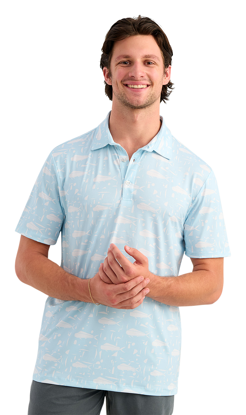 Image of Huk Printed Pursuit Performance Polo - Coastal Drift