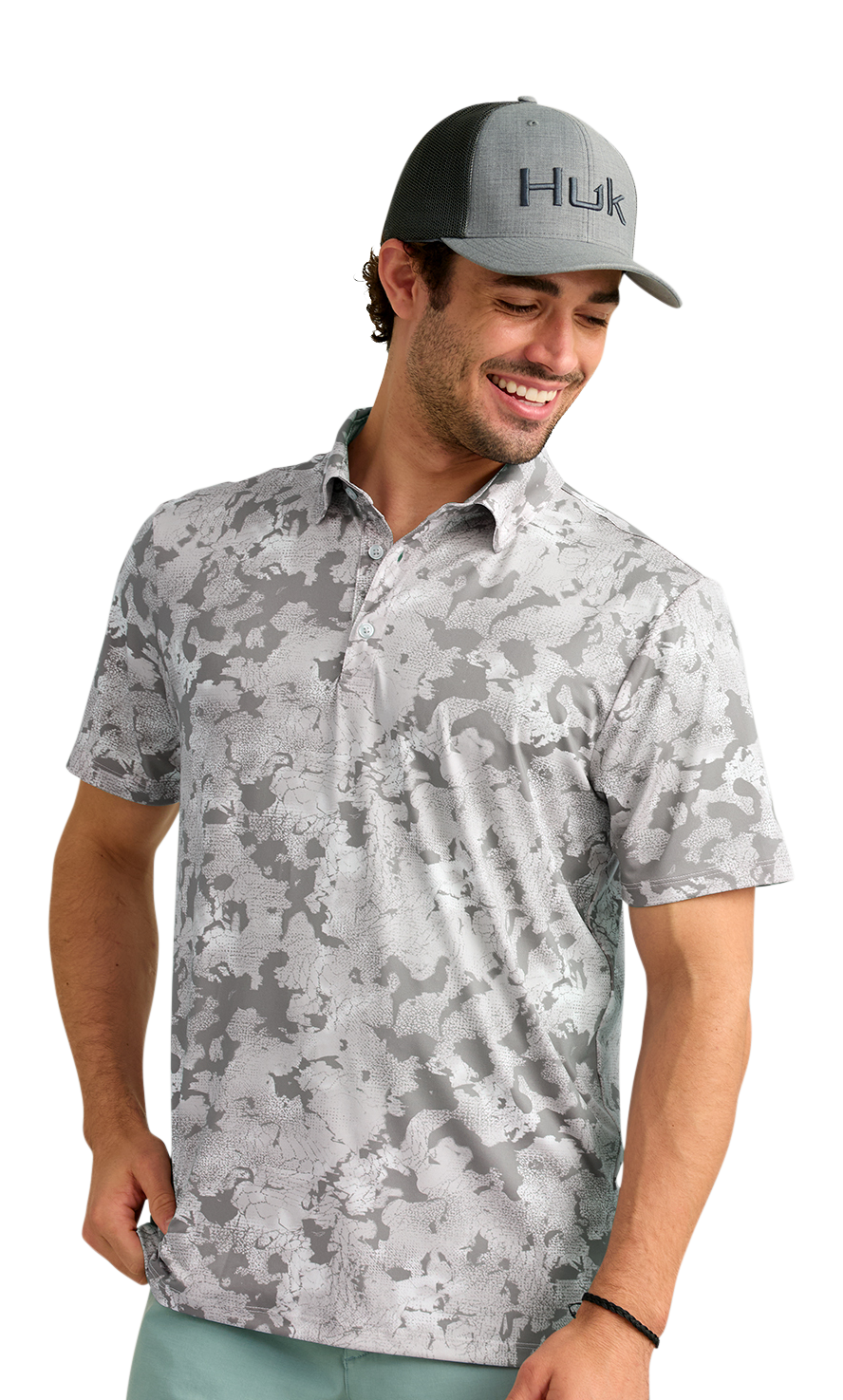 Image of Huk Printed KC Pursuit Polo - Sharkskin