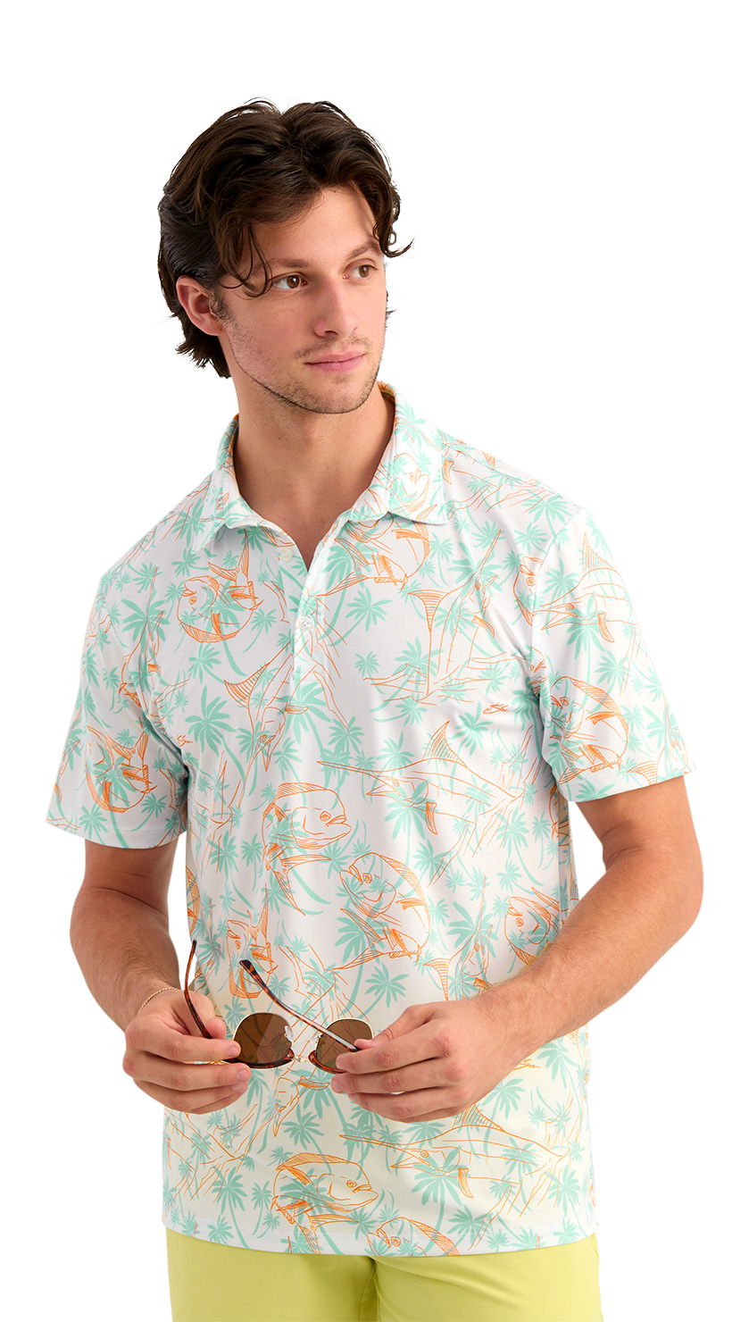 Image of Huk Printed KC Pursuit Polo - Dusty Orange