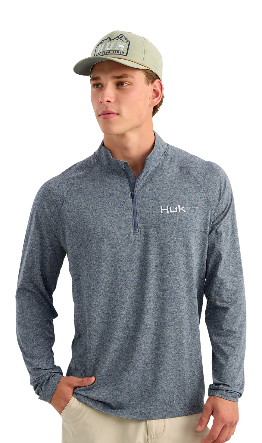 Huk Airweight Quarter-Zip Pullover - Stormy Blue Heather